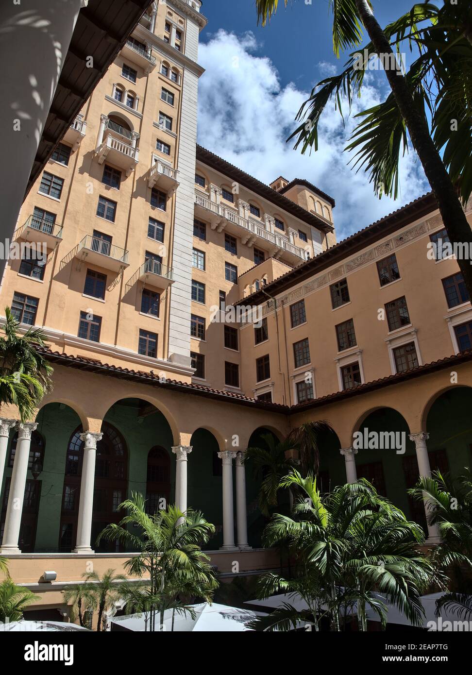 Coral Gables, Florida, USA - 2020: The Miami Biltmore Hotel, a historic luxury hotel built in 1926, designated a National Historic Landmark in 1996. Stock Photo