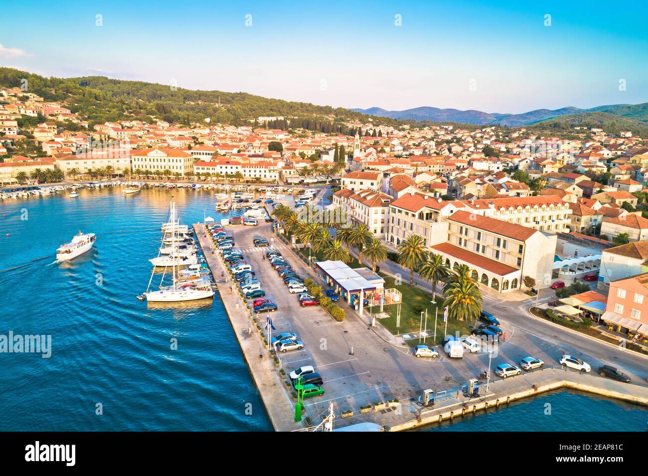 Korcula Town Of Vela Luka On Korcula Island Waterfront Aerial View korcula-town-of-vela-luka-on-korcula-island-waterfront-aerial-view