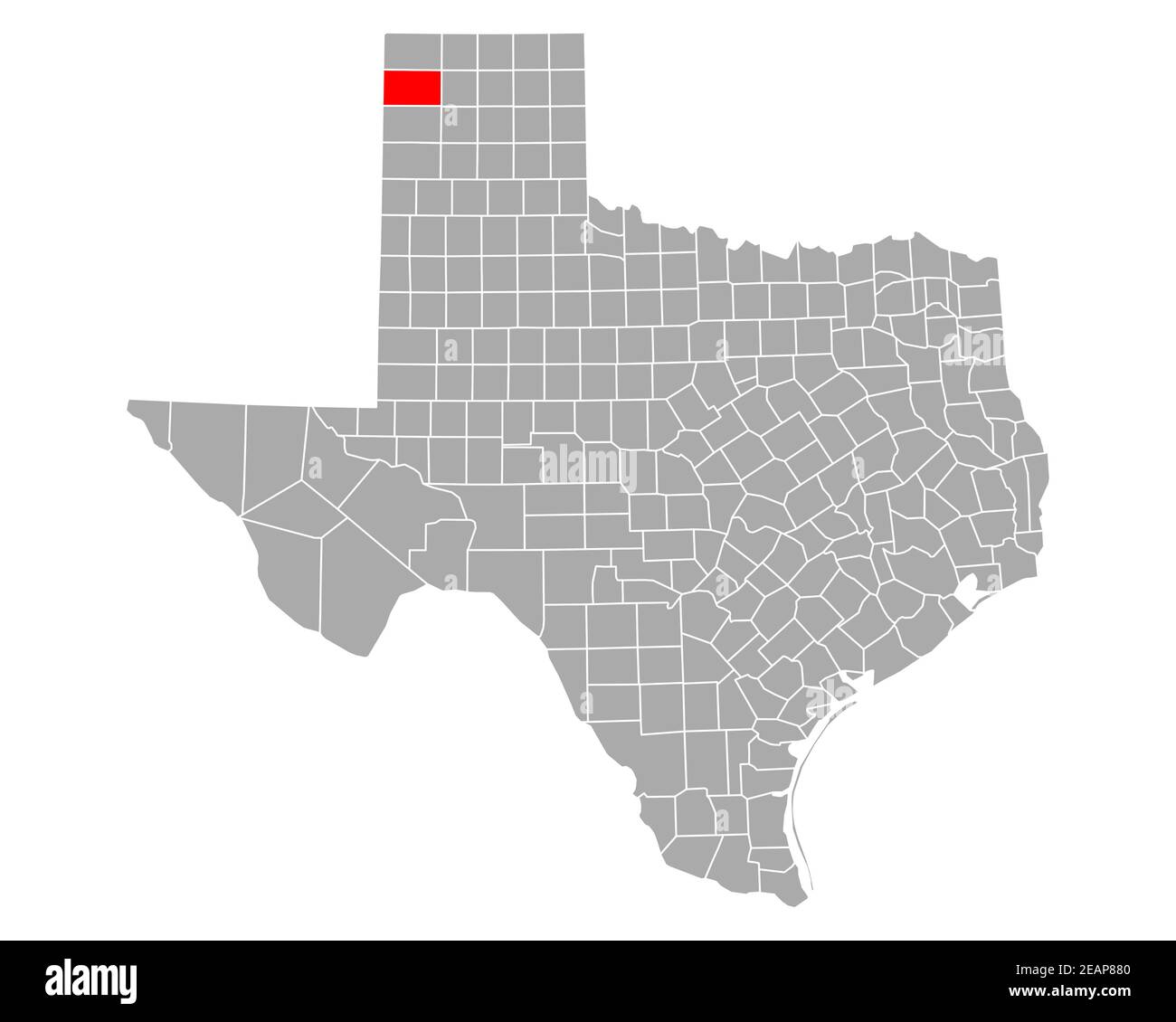 Map of Hartley in Texas Stock Photo