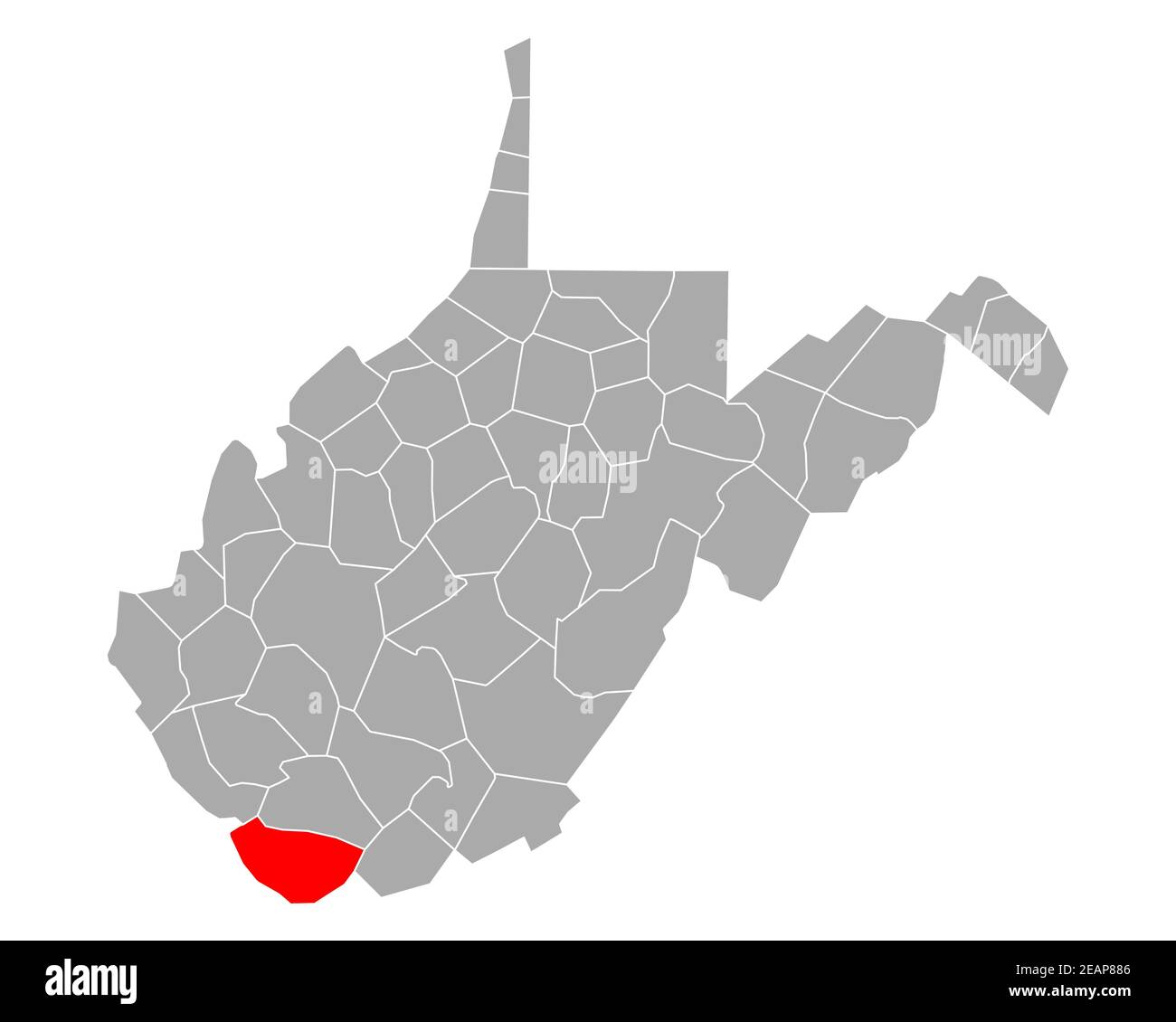 Map of McDowell in West Virginia Stock Photo Alamy