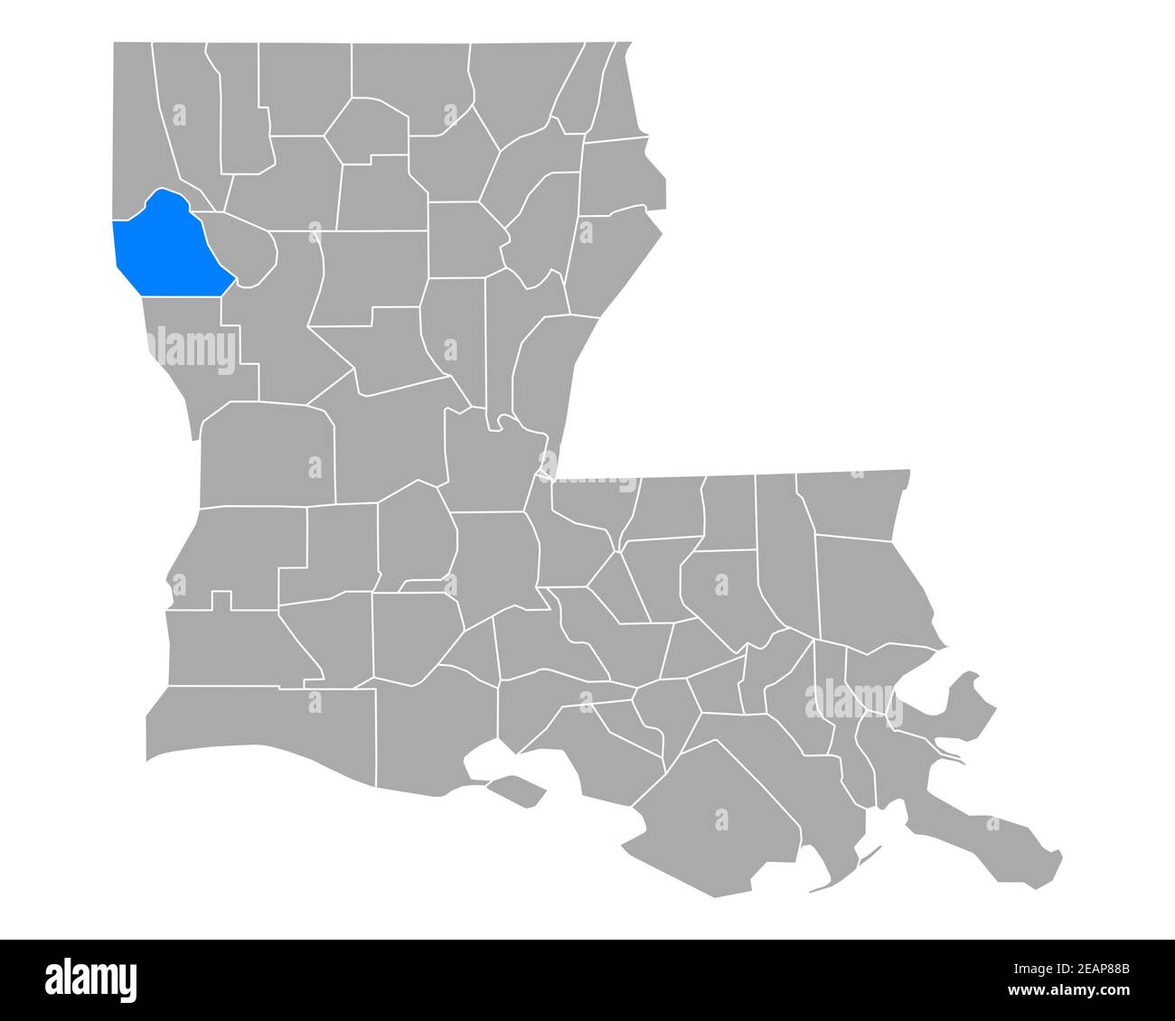 Map of De Soto in Louisiana Stock Photo