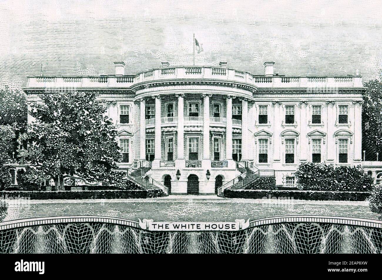 The White House from old American dollars Stock Photo