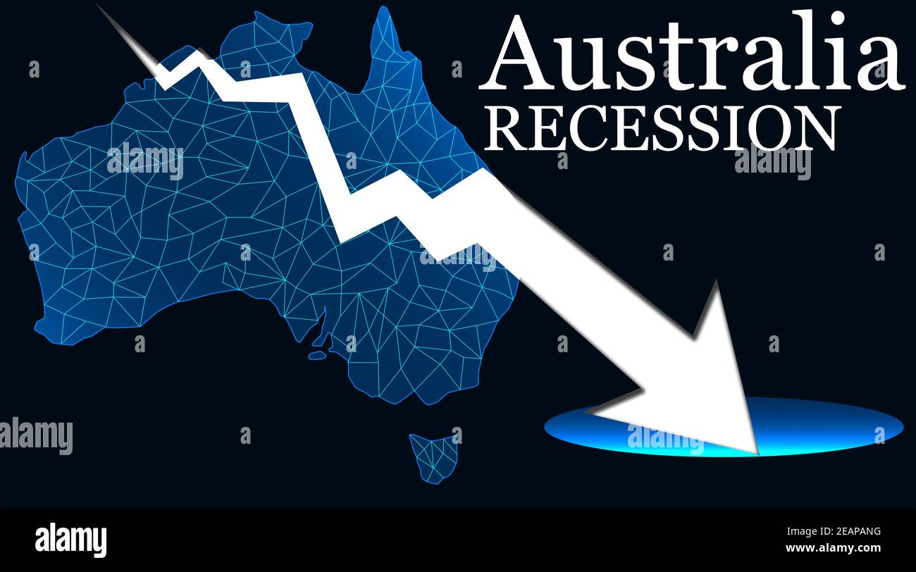 Australia map with arrow indicated recession Stock Photo - Alamy