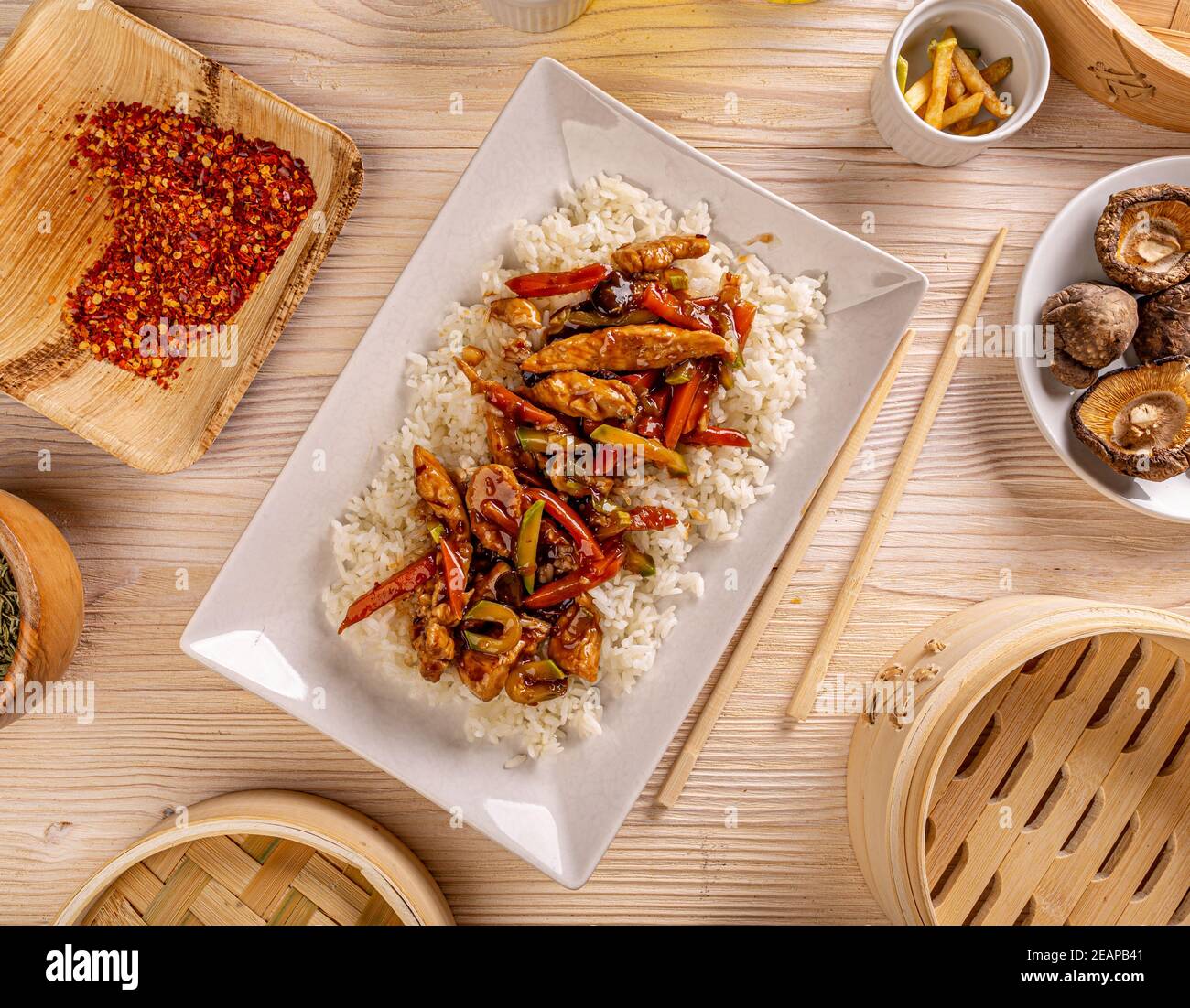 Plate of Asian food Stock Photo
