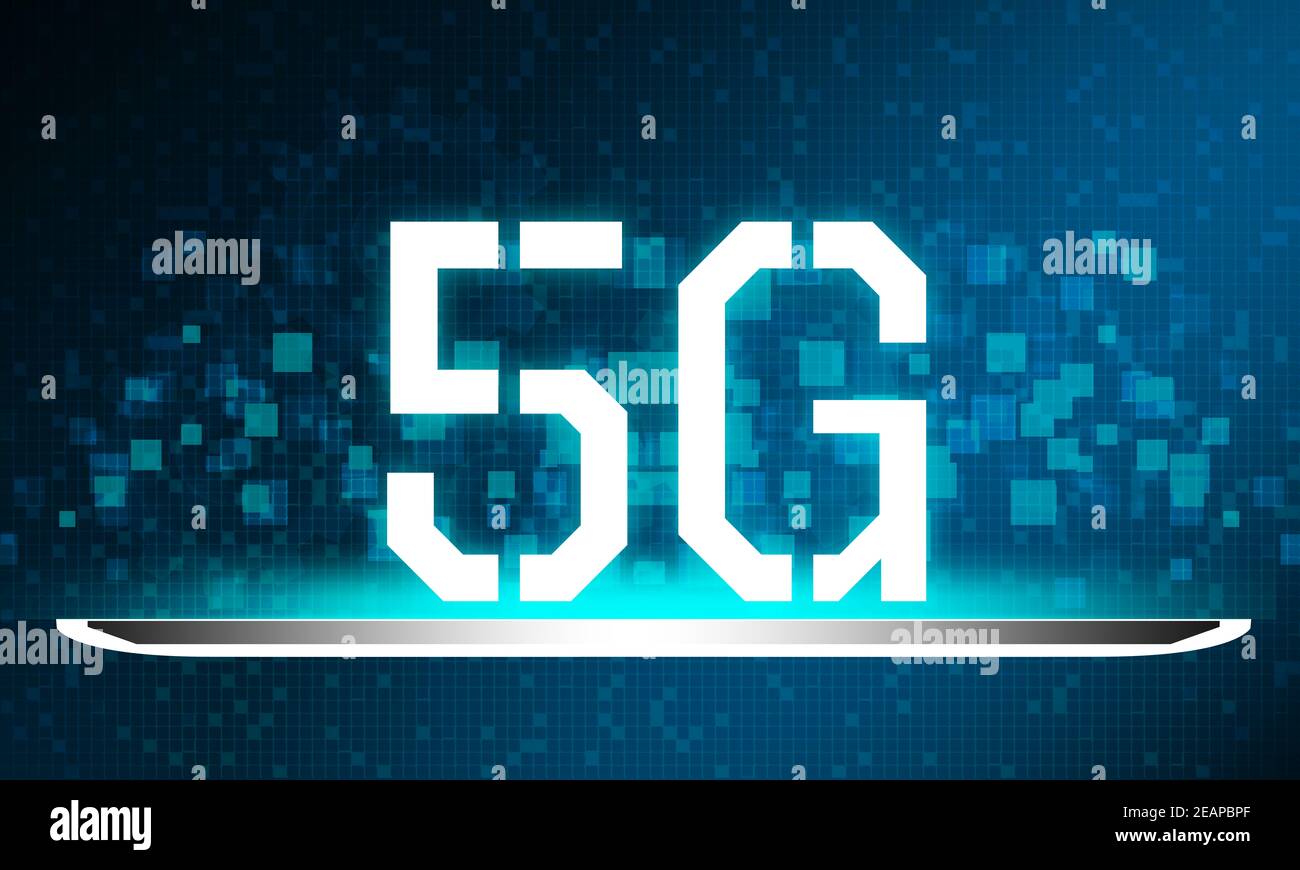 Future technology 5G network wireless systems Stock Photo