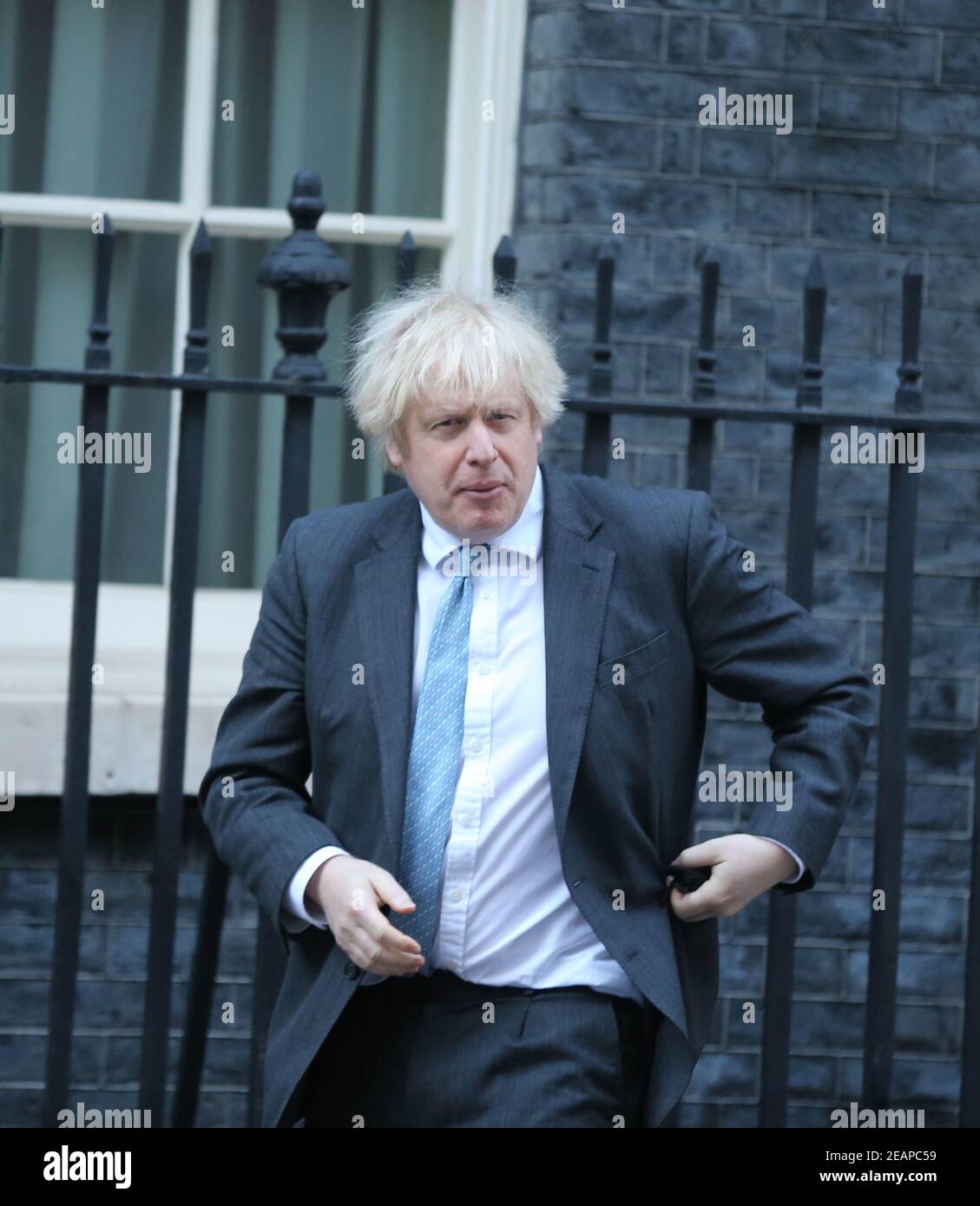 London, England, UK. 10th Feb, 2021. UK Prime Minister BORIS JOHNSON returns 10 Downing Street after the weekly Prime Minister's Questions session in the House of Commons. Credit: Tayfun Salci/ZUMA Wire/Alamy Live News Stock Photo