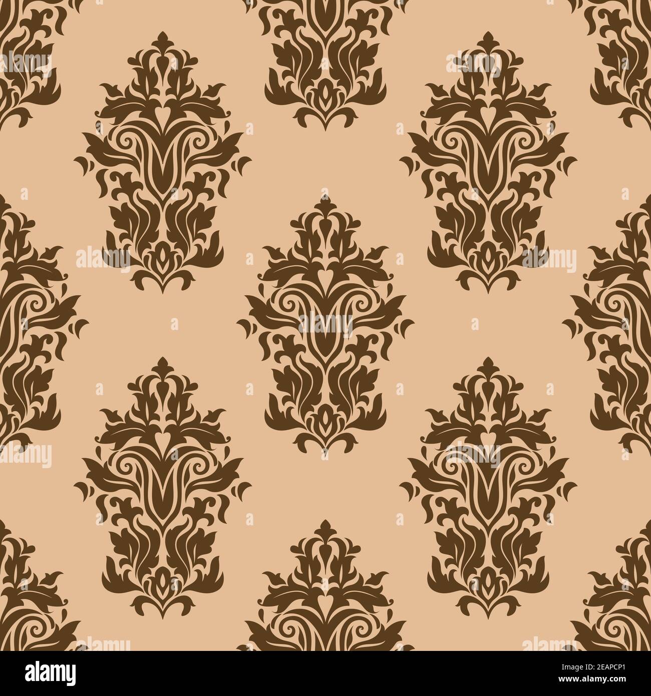 Floral retro dark brown seamless pattern on light brown colored background,  for backdrop, wallpapers and textile design Stock Vector Image & Art - Alamy