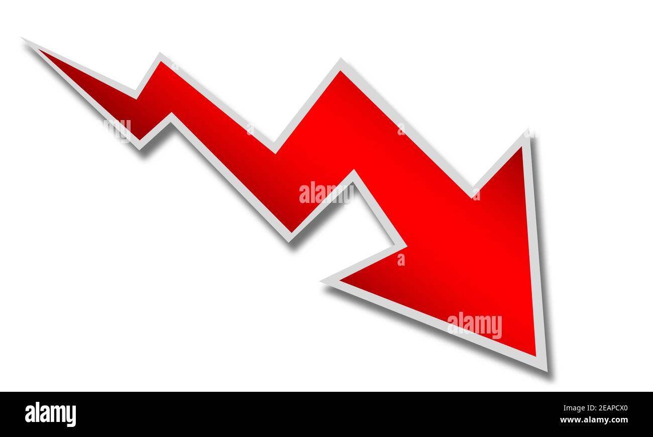 Red arrow pointing down isolated with white background Stock Photo Alamy