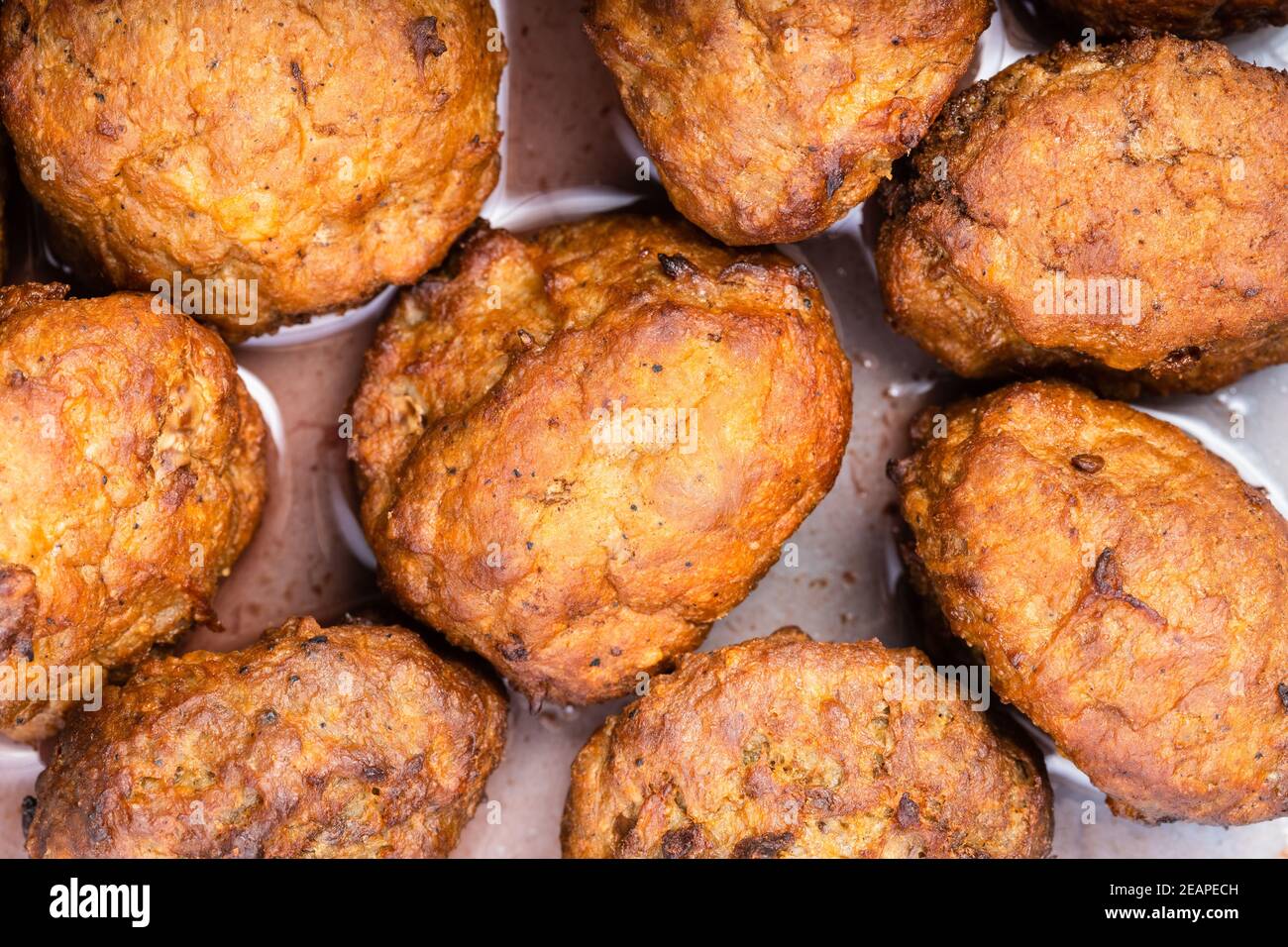 top view of cooked swedish meatballs close up Stock Photo