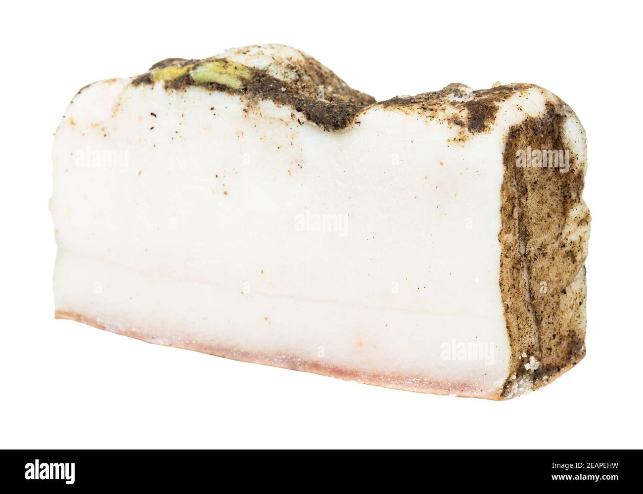 chunk of Salo with garlic and black pepper cutout Stock Photo
