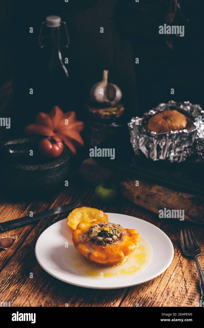 Baked pattypan squash Stock Photo