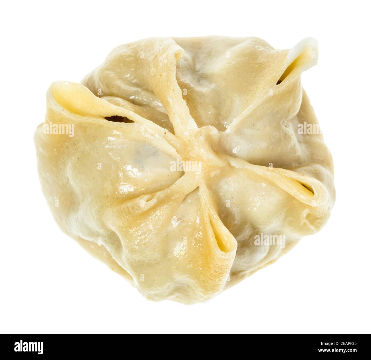 top view of single steamed Buuz isolated Stock Photo