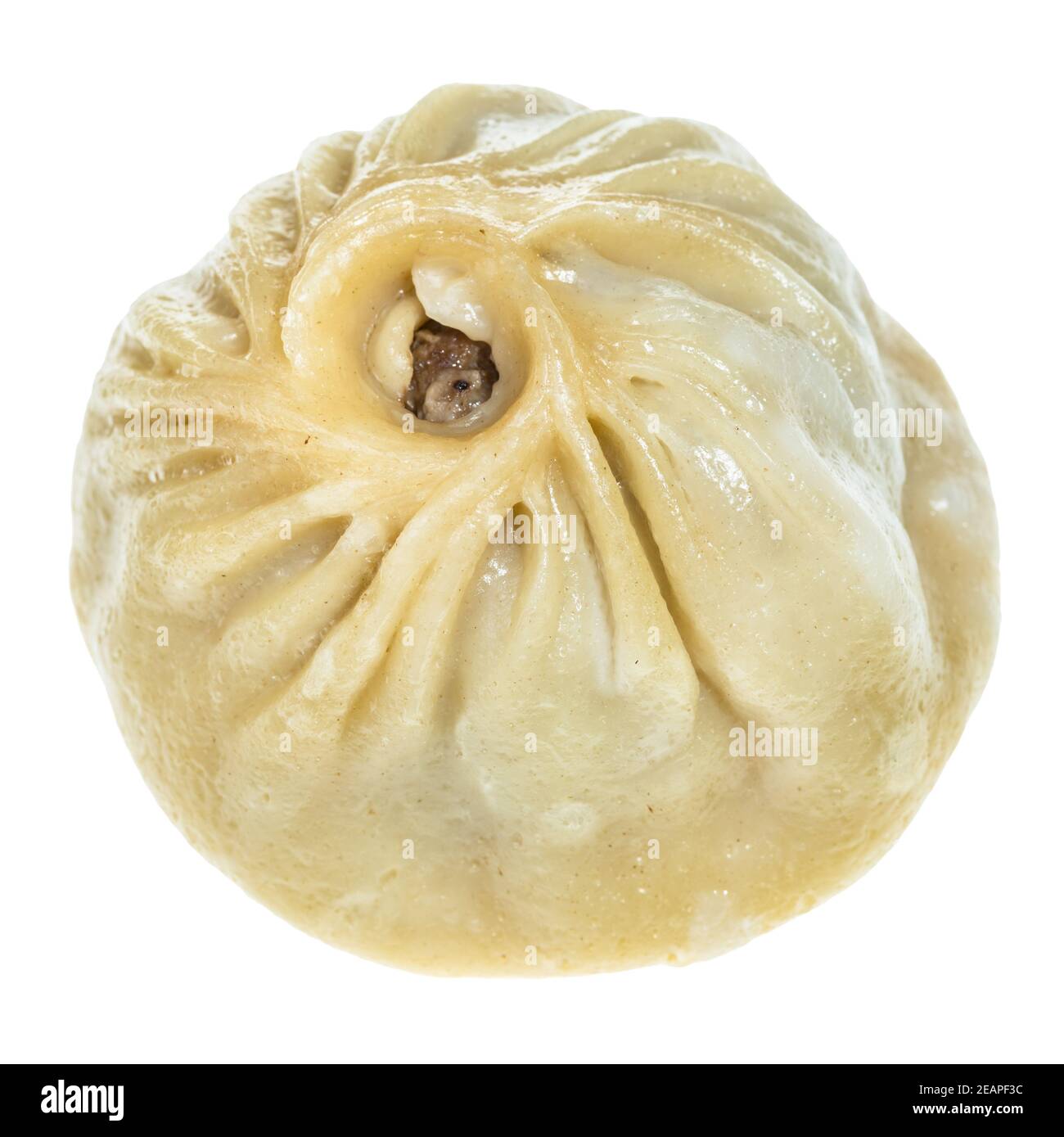 steamed Buuz filled with beef meat isolated Stock Photo
