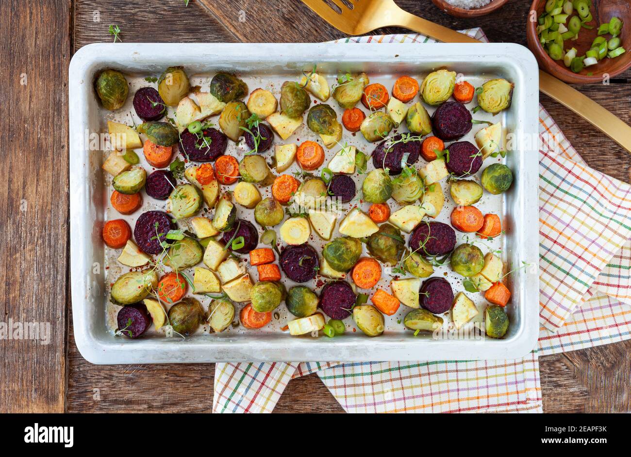 Roasted winter vegetables Stock Photo
