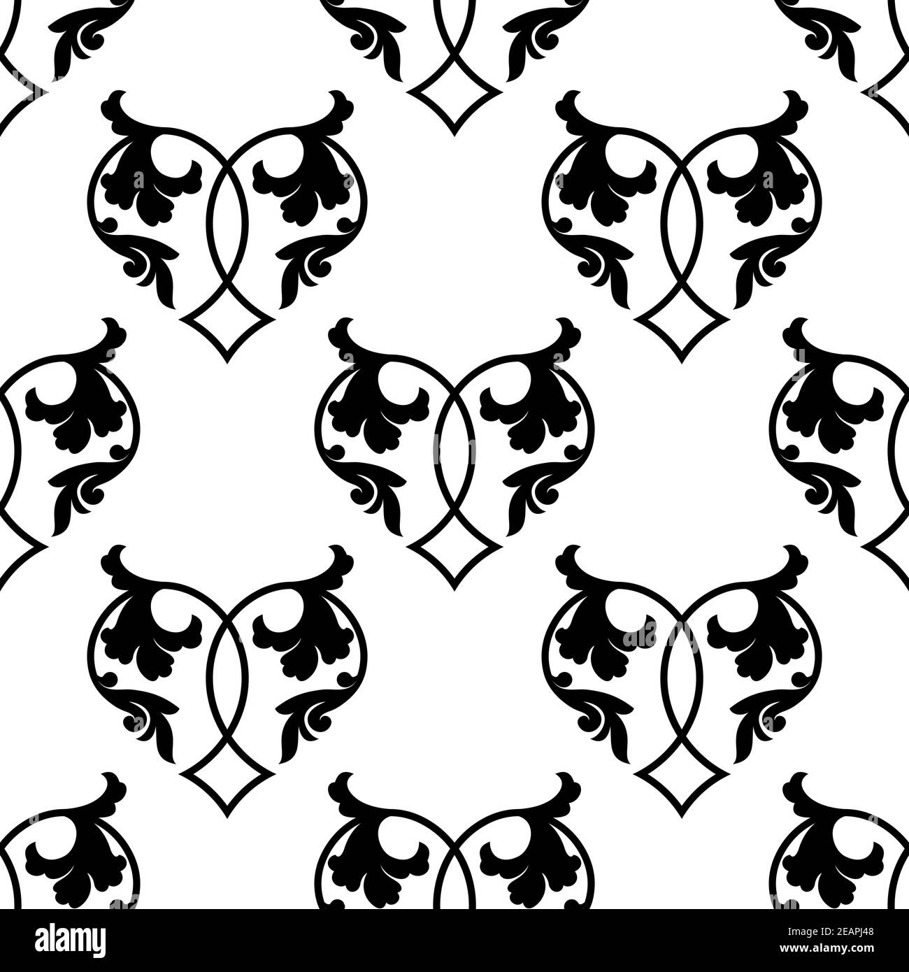 Retro floral heart seamless pattern on white colored background for ...