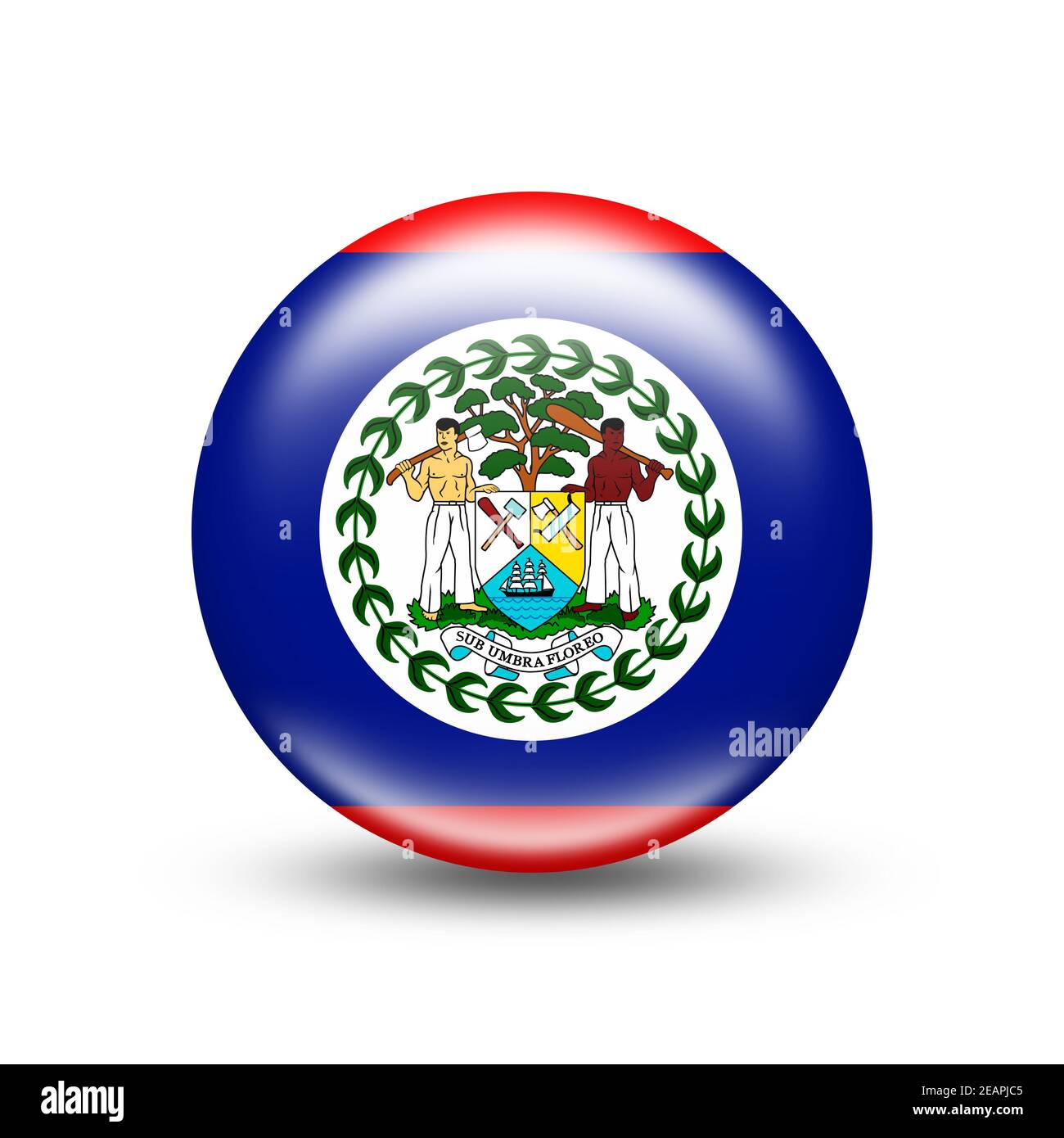 Belize country flag in sphere with white shadow Stock Photo