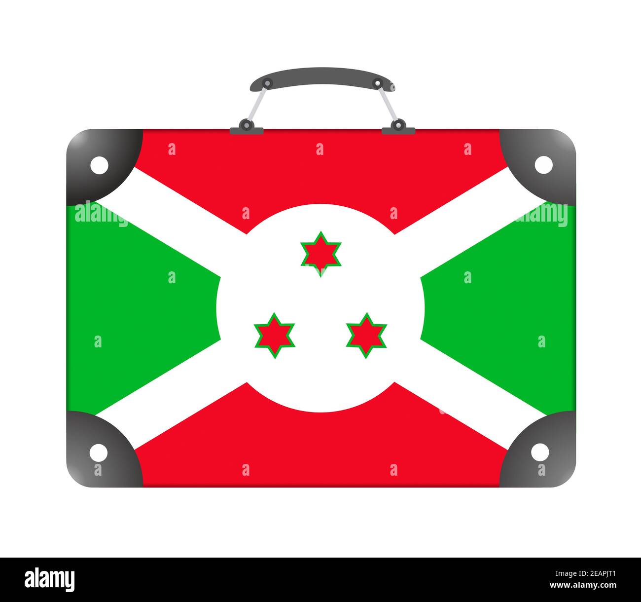 Burundi country flag in the form of a travel suitcase on a white background Stock Photo