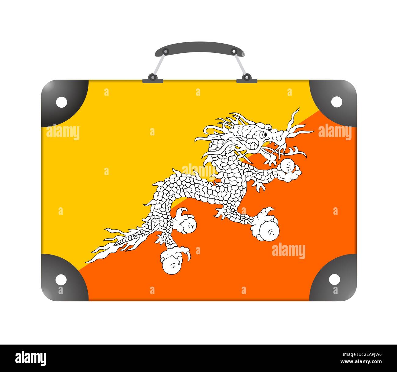 Bhutan country flag in the form of a travel suitcase on a white background Stock Photo