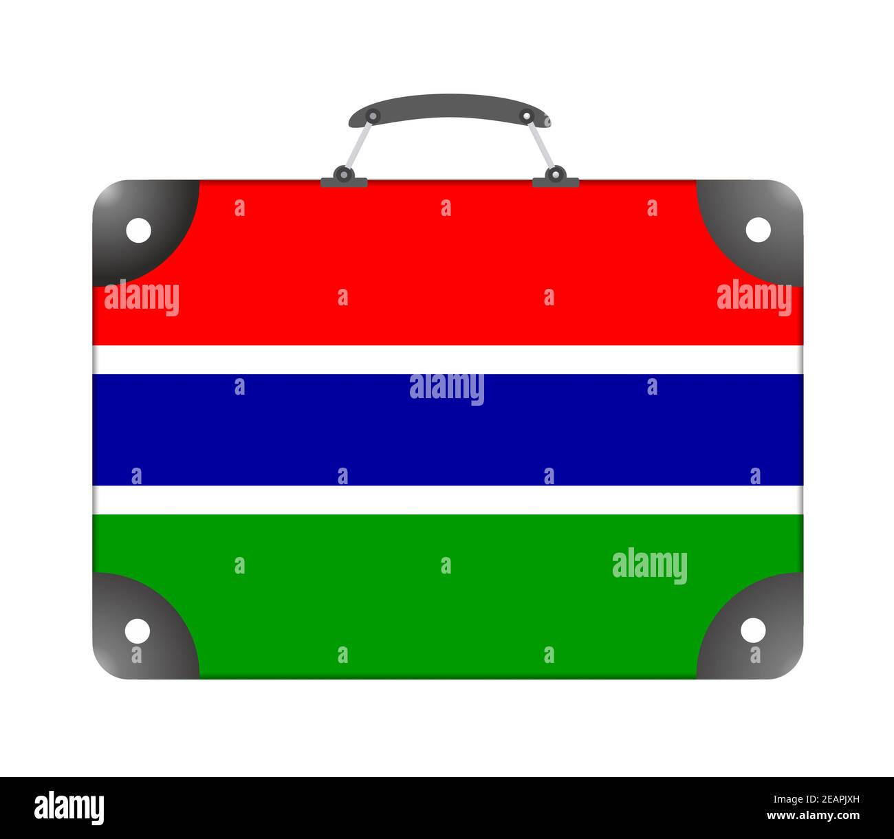 Gambia country flag in the form of a travel suitcase on a white background Stock Photo