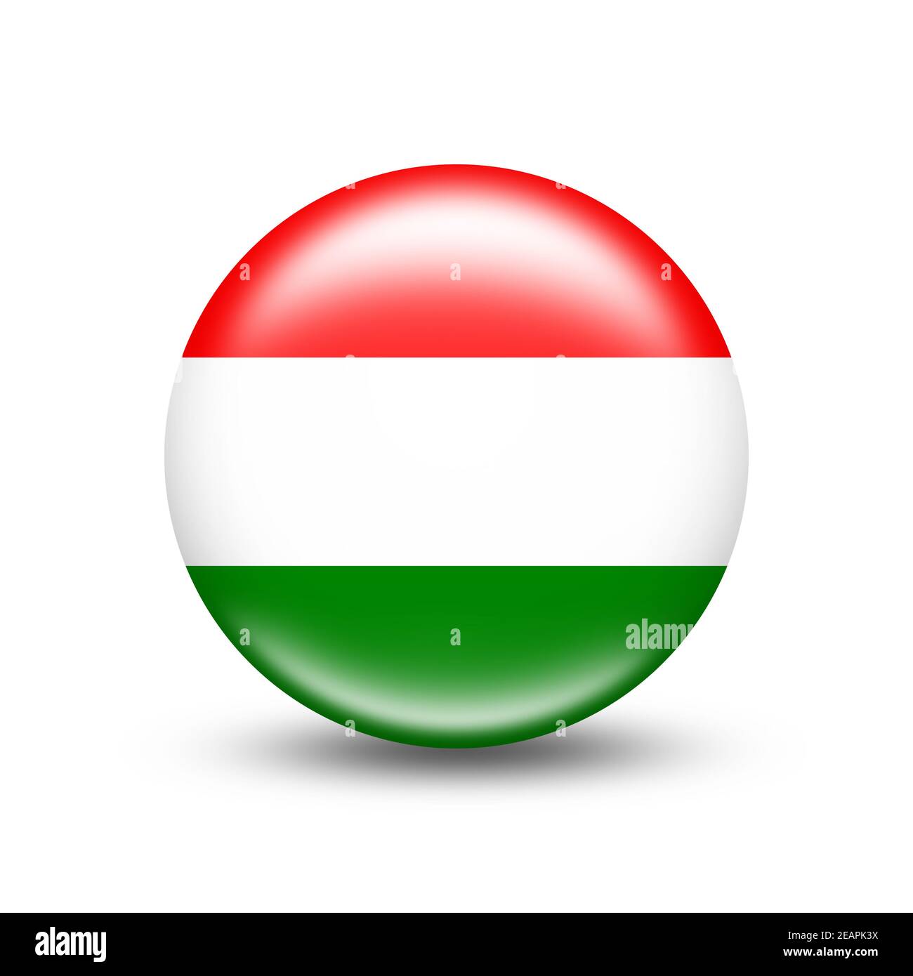 Hungary country flag in a circle with white shadow Stock Photo