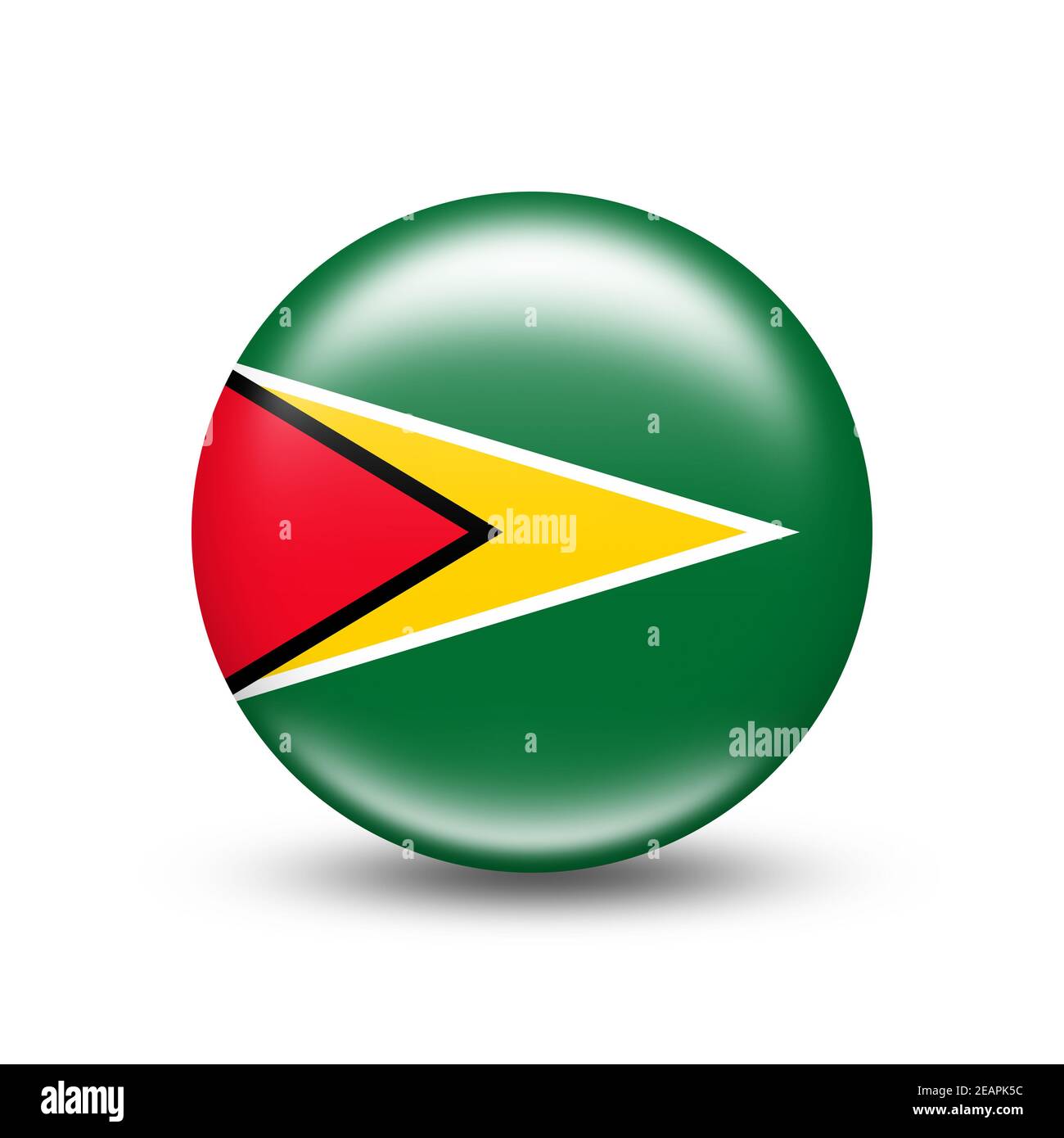 Guyana country flag on wavy silk fabric background panorama Stock Photo