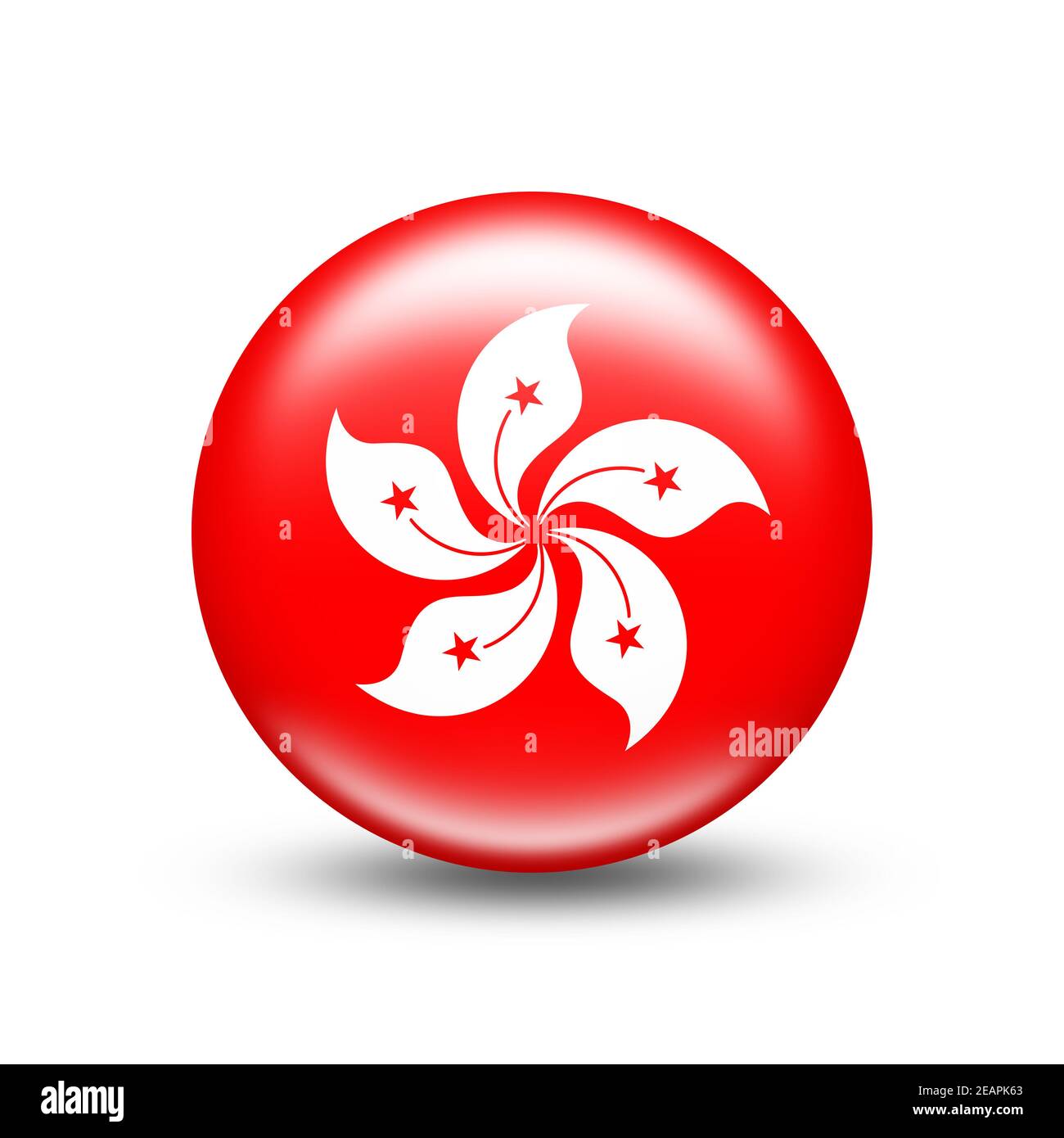 Hong Kong country flag in sphere with white shadow Stock Photo