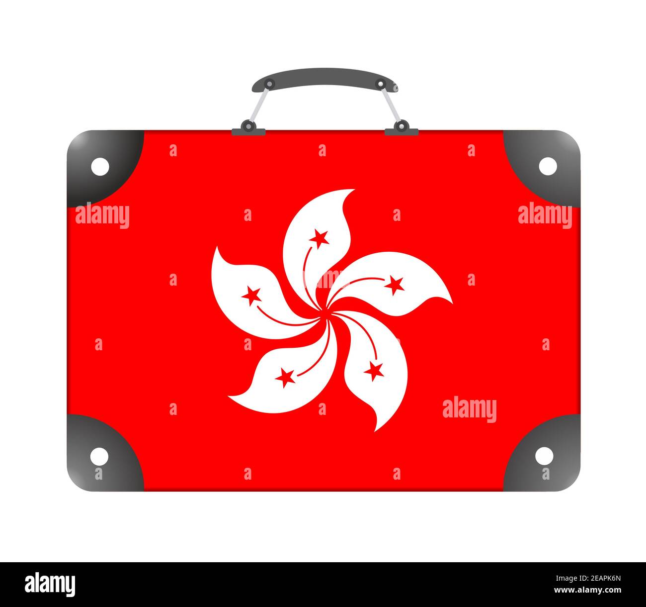 Flag of Hong Kong country in the form of a travel suitcase on a white background Stock Photo