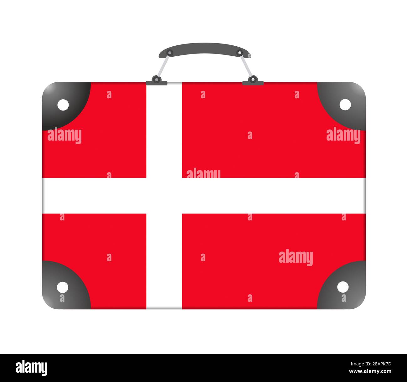 Denmark country flag in the form of a travel suitcase on a white background Stock Photo