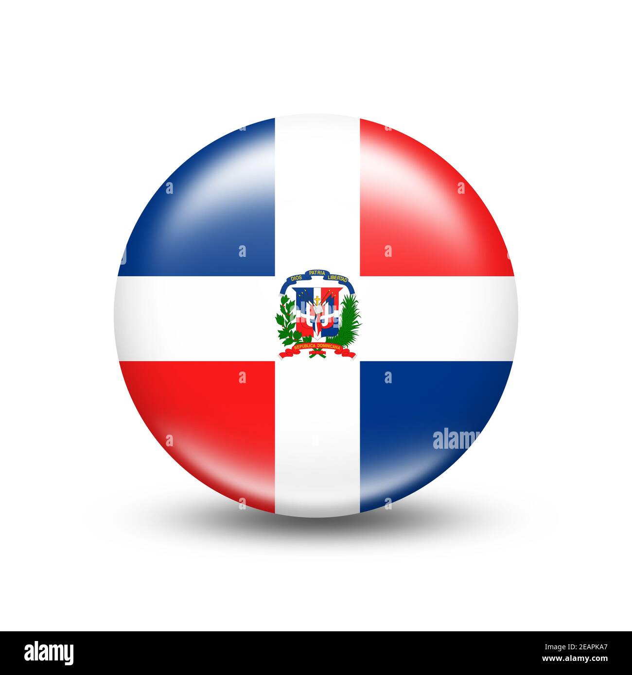 Dominican Republic country flag in sphere with white shadow Stock Photo