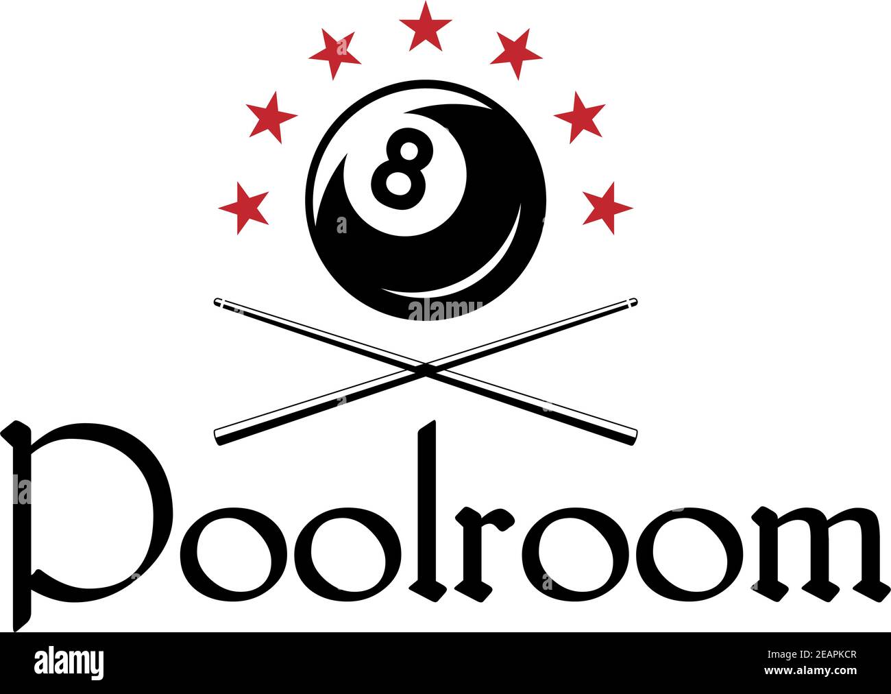 Billiard or snooker game sporting emblem with crossed cues and ball ...