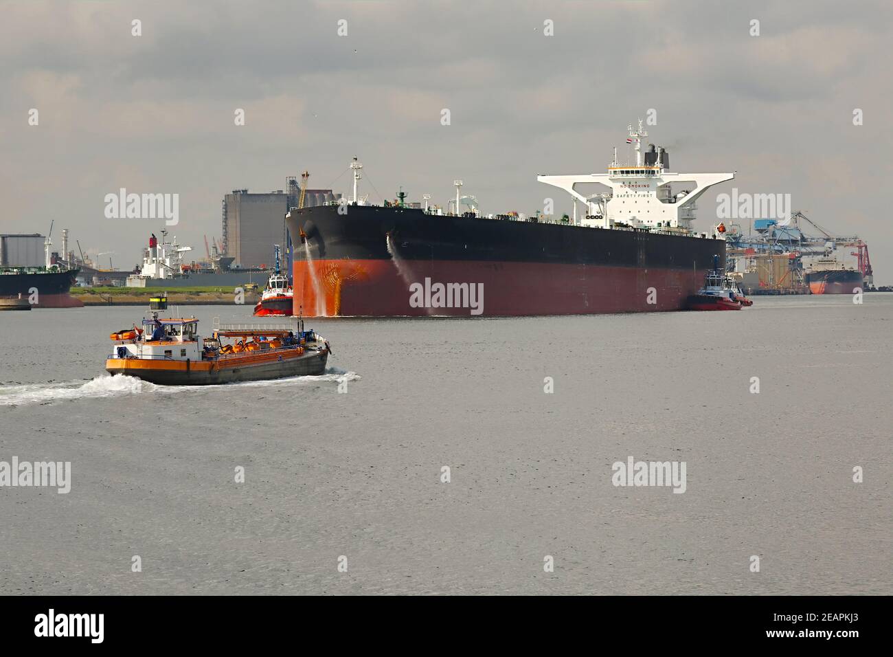 Oil Tanker Ship in Rotterdam Stock Photo