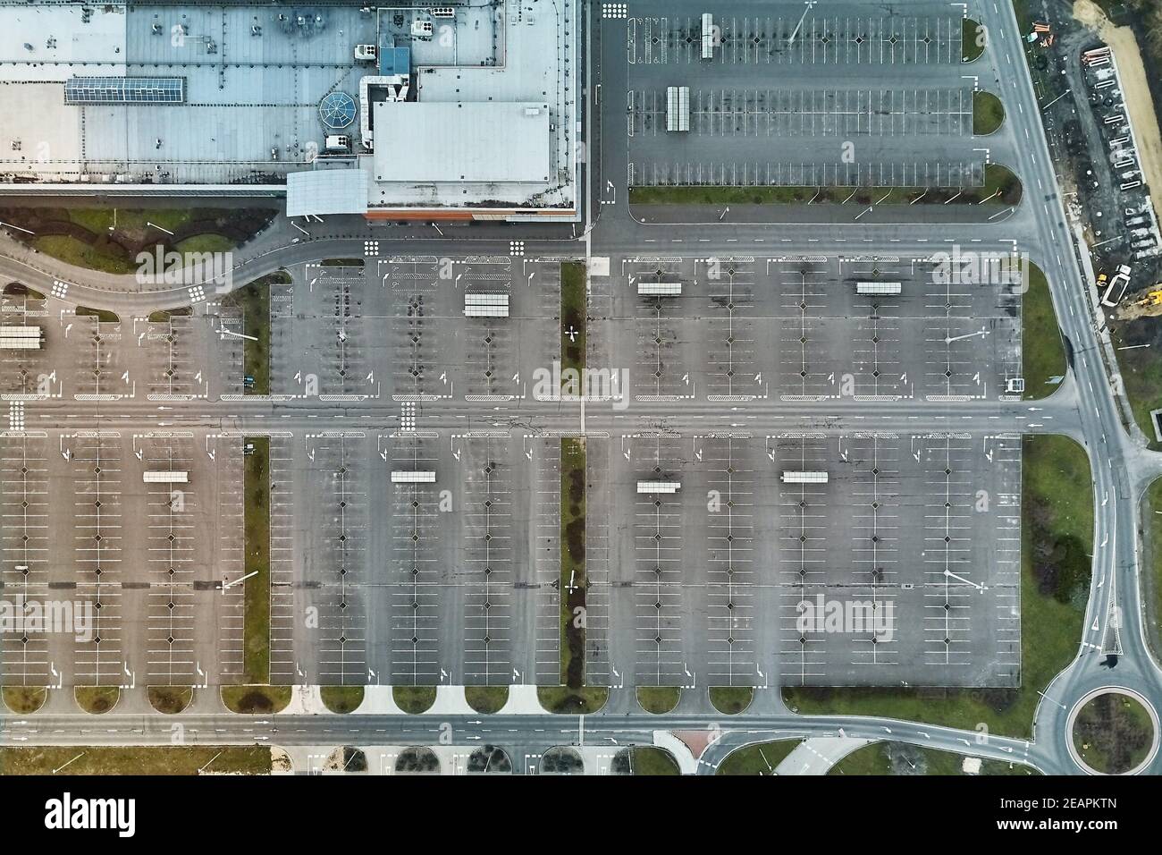 Empty Carpark Aerial Stock Photo