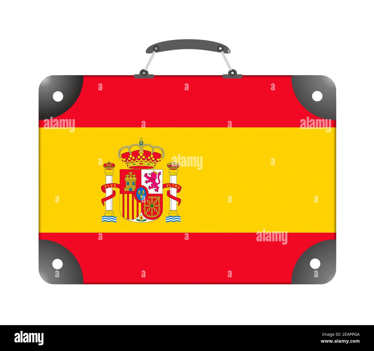 Spain country flag in the form of a travel suitcase on a white background Stock Photo