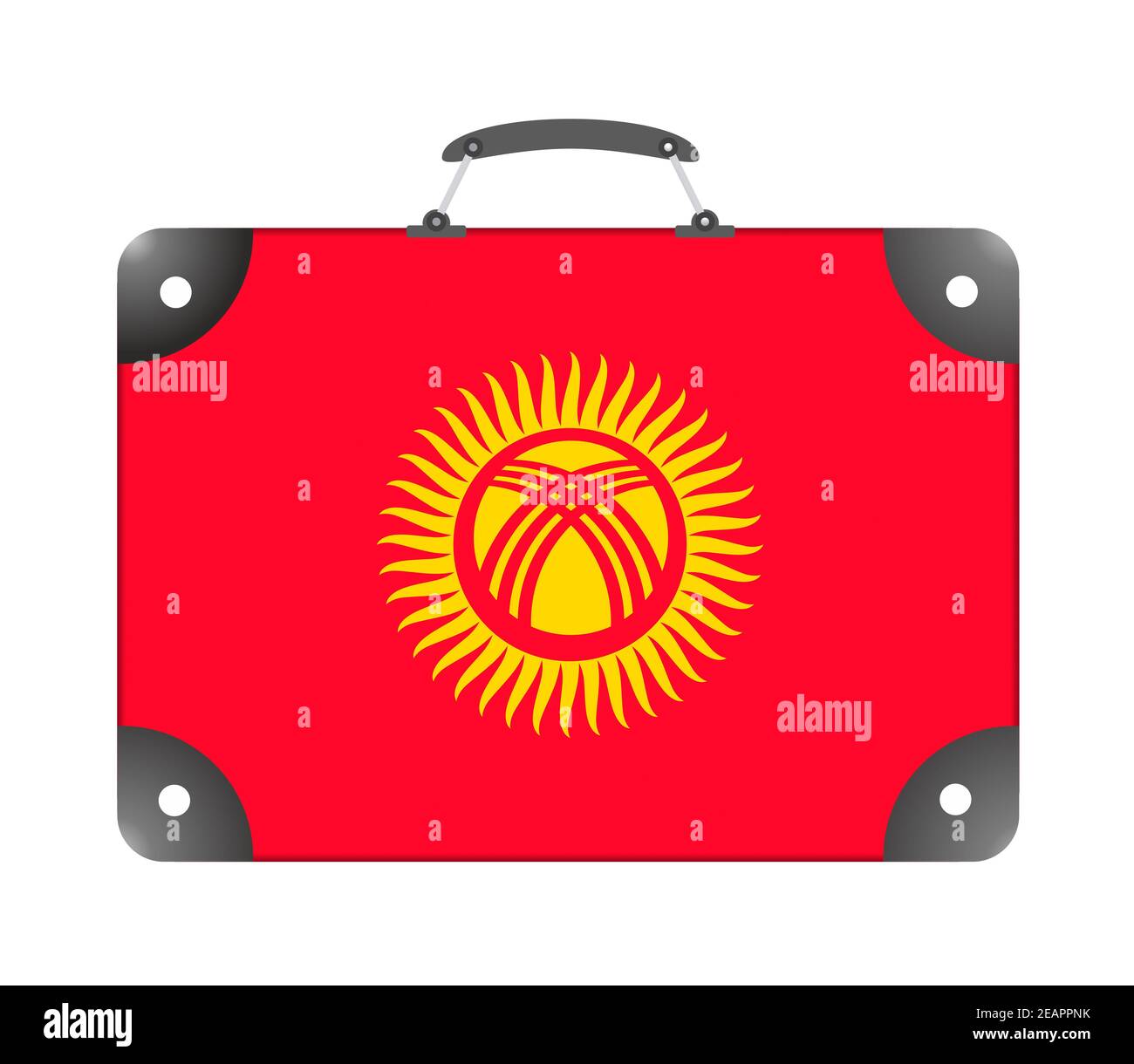 Flag of the country of Kyrgyzstan in the form of a travel suitcase on a white background Stock Photo