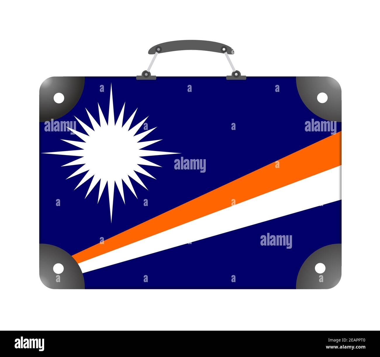 Marshall Islands flag in the form of a travel suitcase on a white background Stock Photo