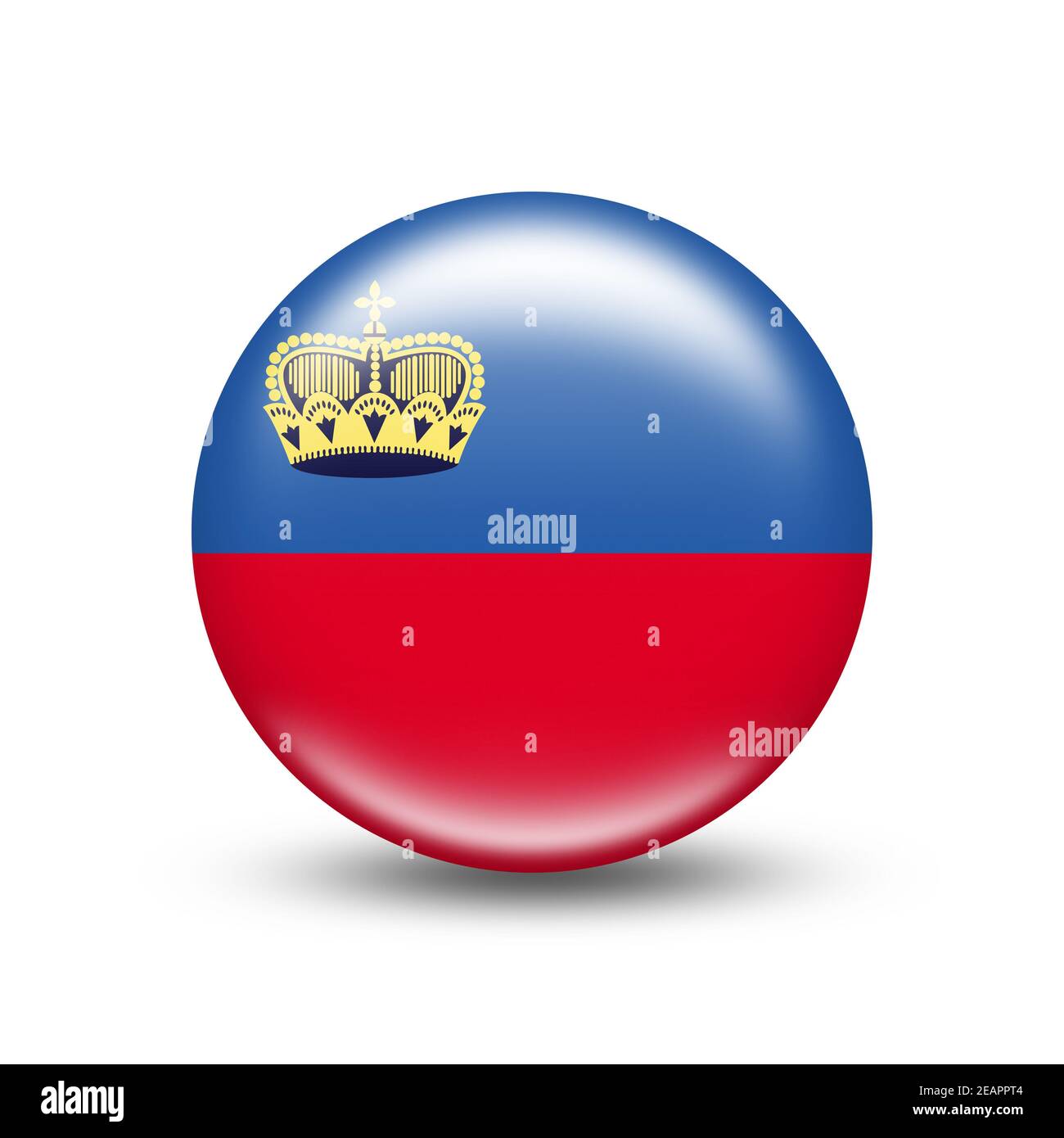 Liechtenstein country flag in sphere with white shadow Stock Photo