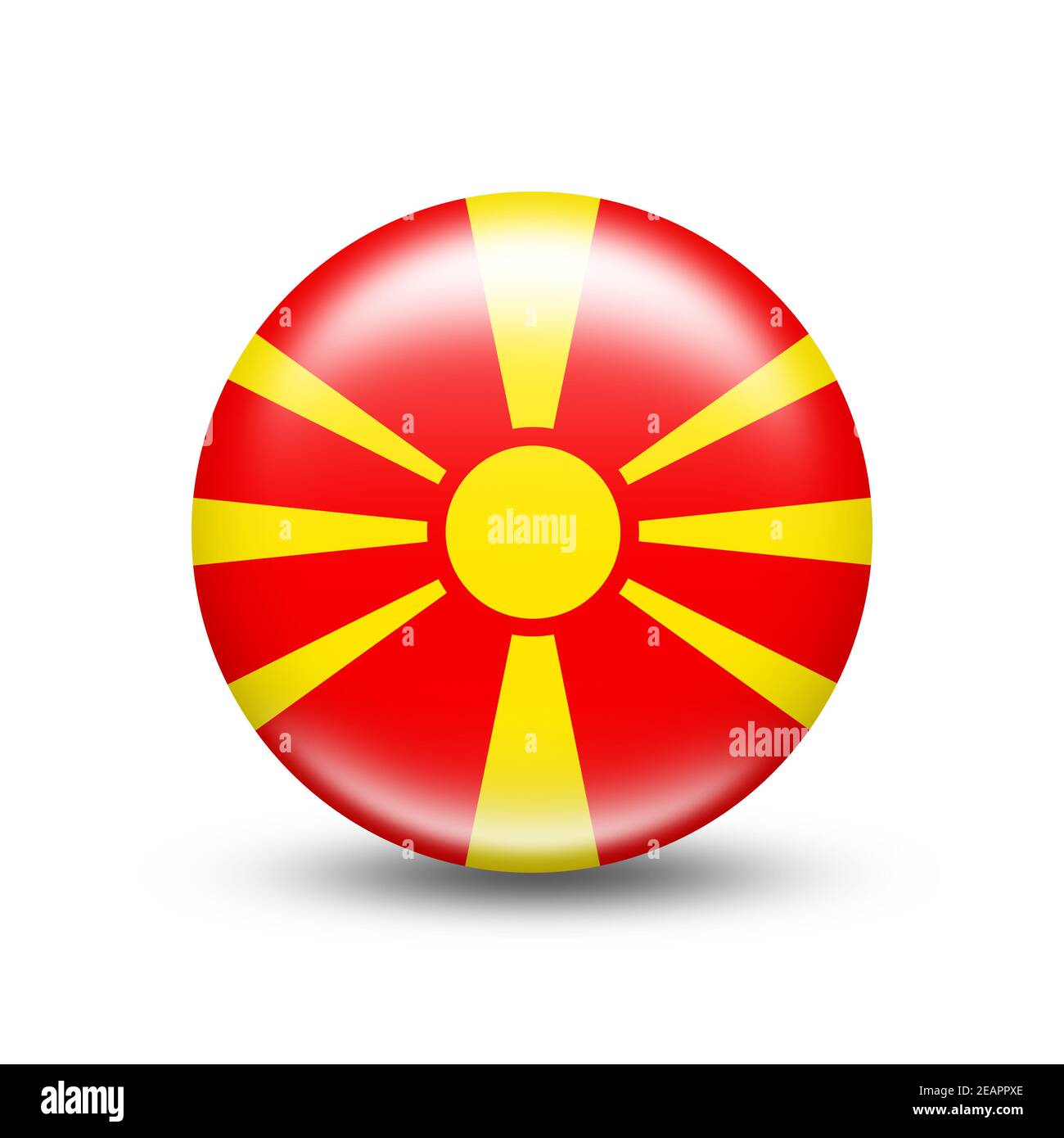 Macedonia country flag in sphere with white shadow Stock Photo