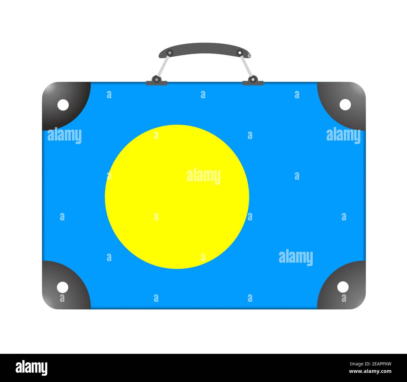 Flag of the country Palau in the form of a suitcase for travel on a white background Stock Photo