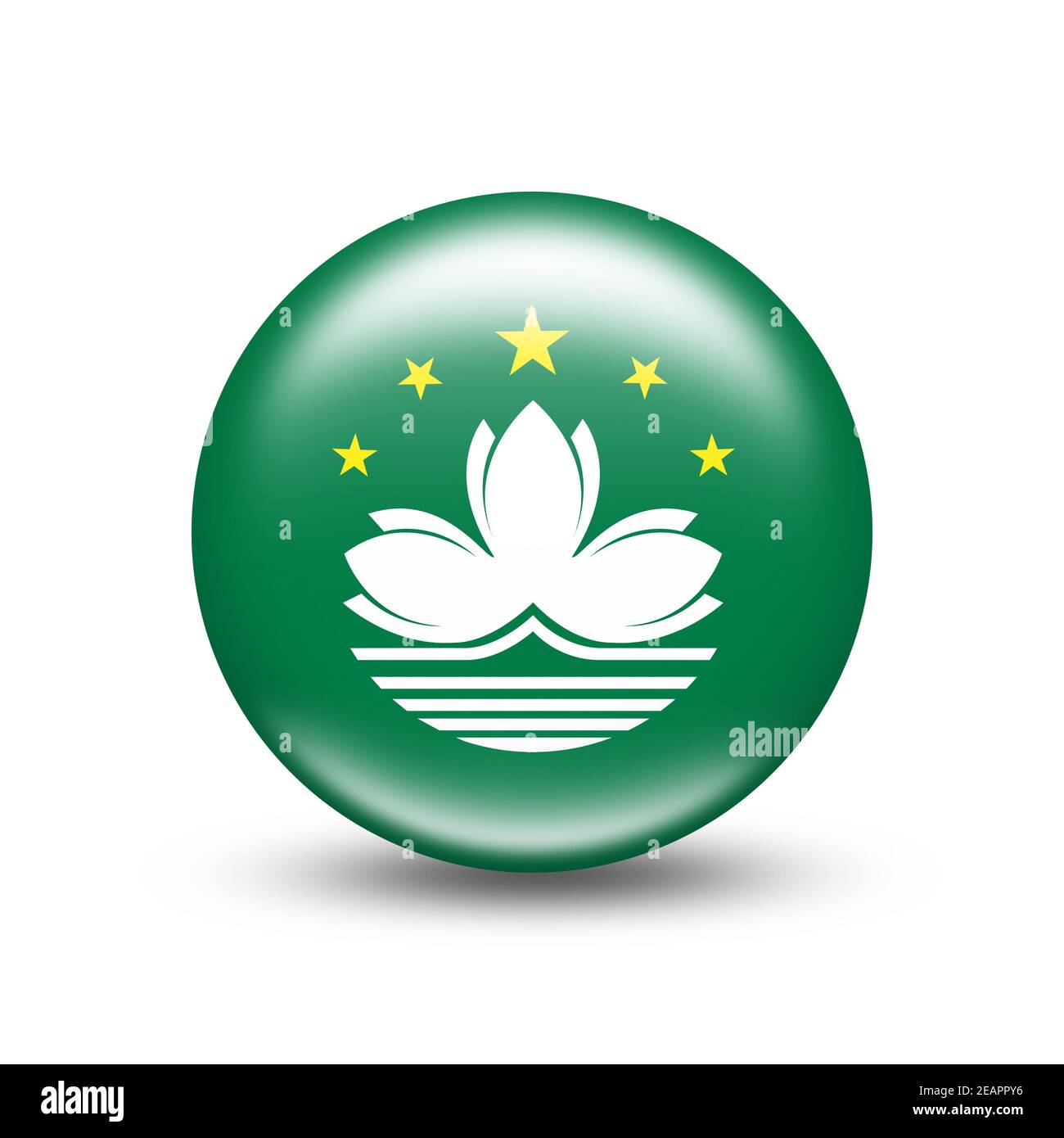 Macao country flag in sphere with white shadow Stock Photo