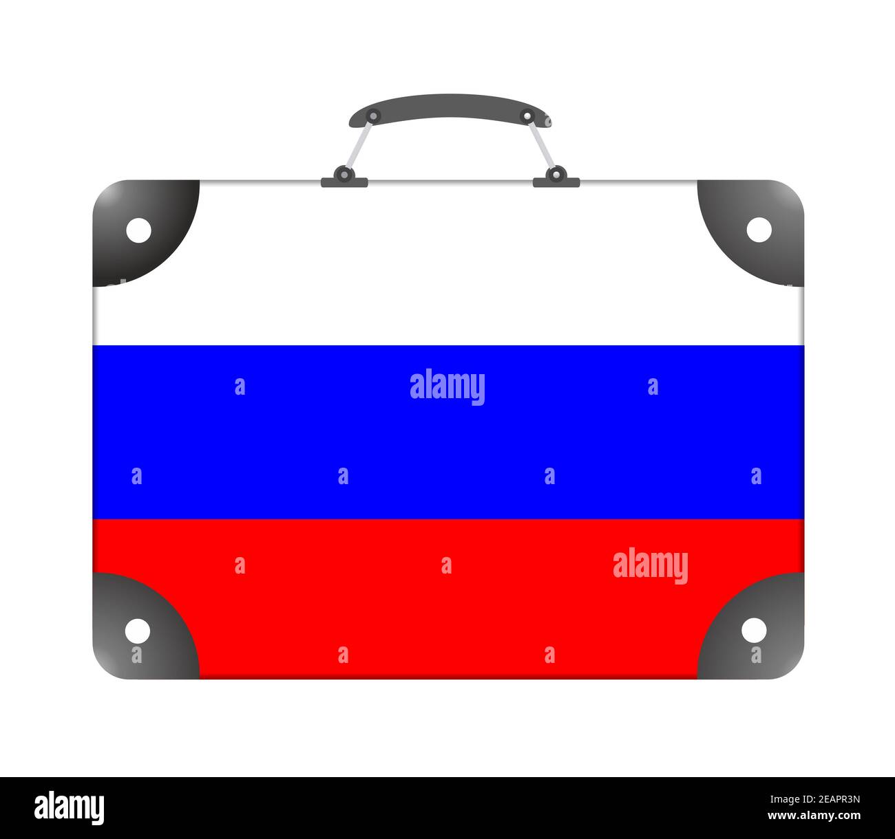 Russia flag in the form of a travel suitcase on a white background Stock Photo