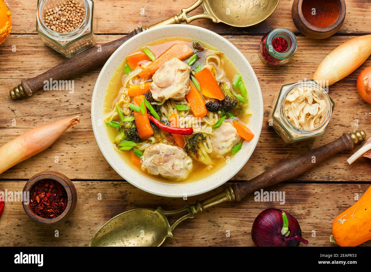 Homemade chicken vegetable soup Stock Photo - Alamy