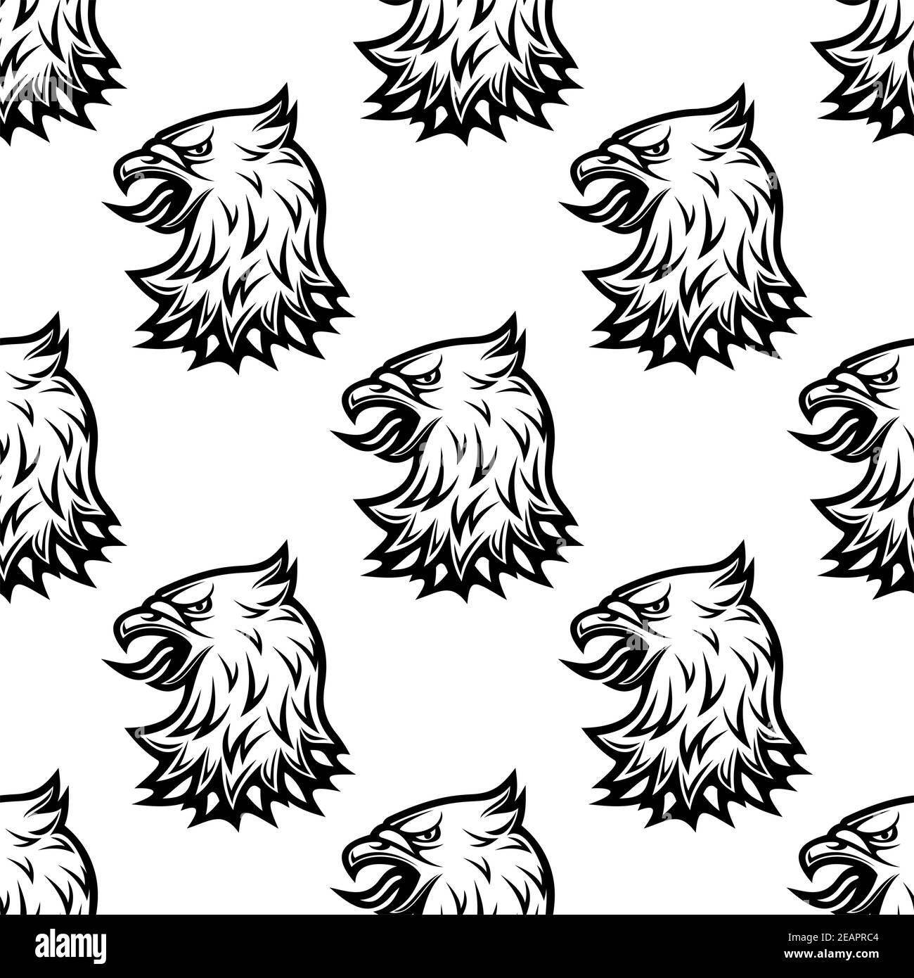 Stylized black eagle seamless pattern in tribal vintage style for