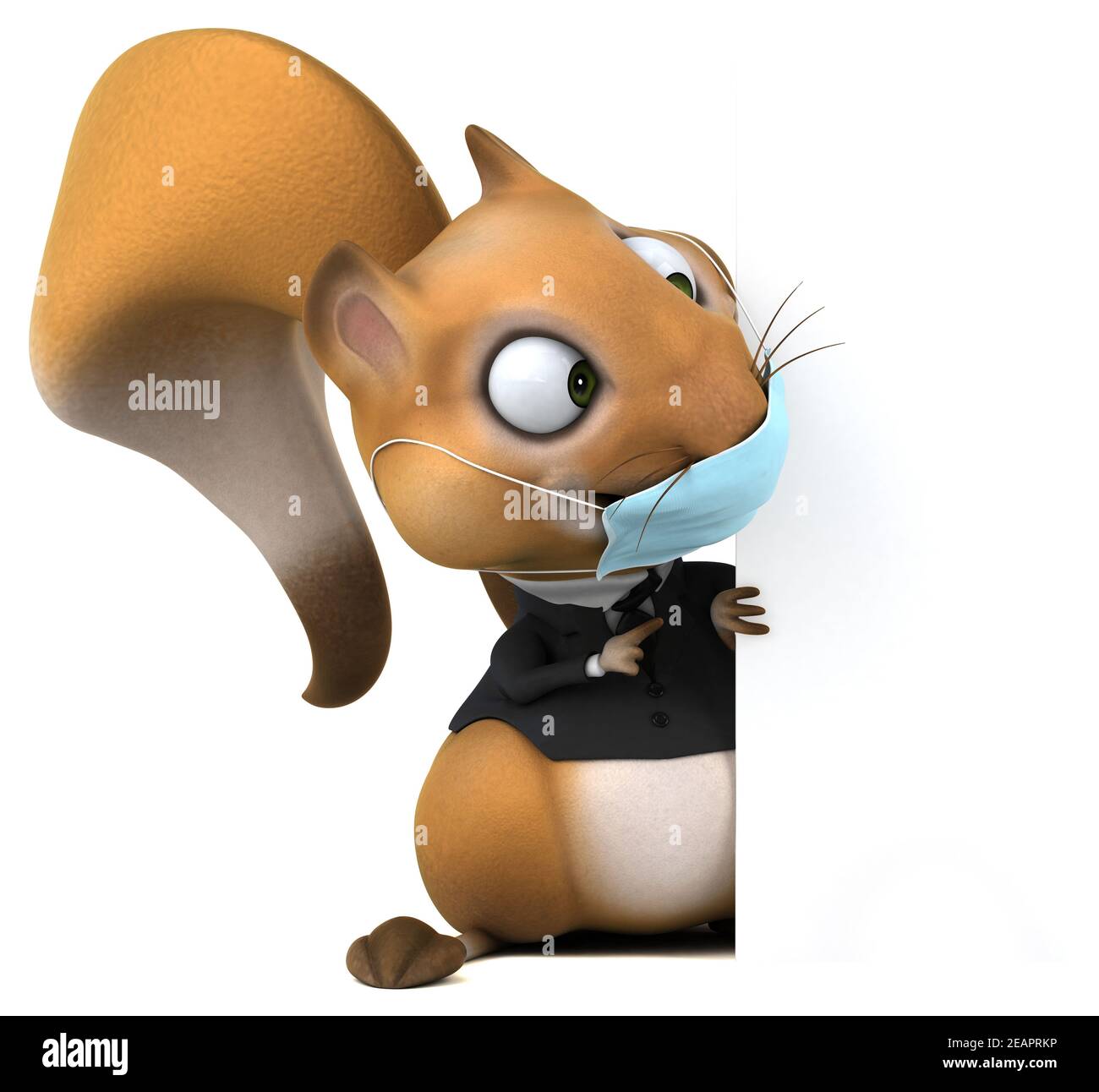 Fun 3D cartoon squirrel with a mask Stock Photo
