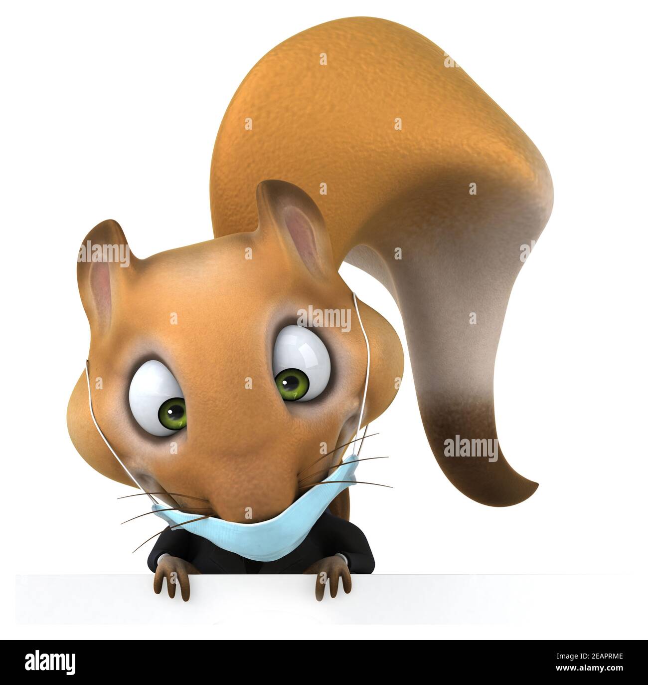 Fun 3D cartoon squirrel with a mask Stock Photo