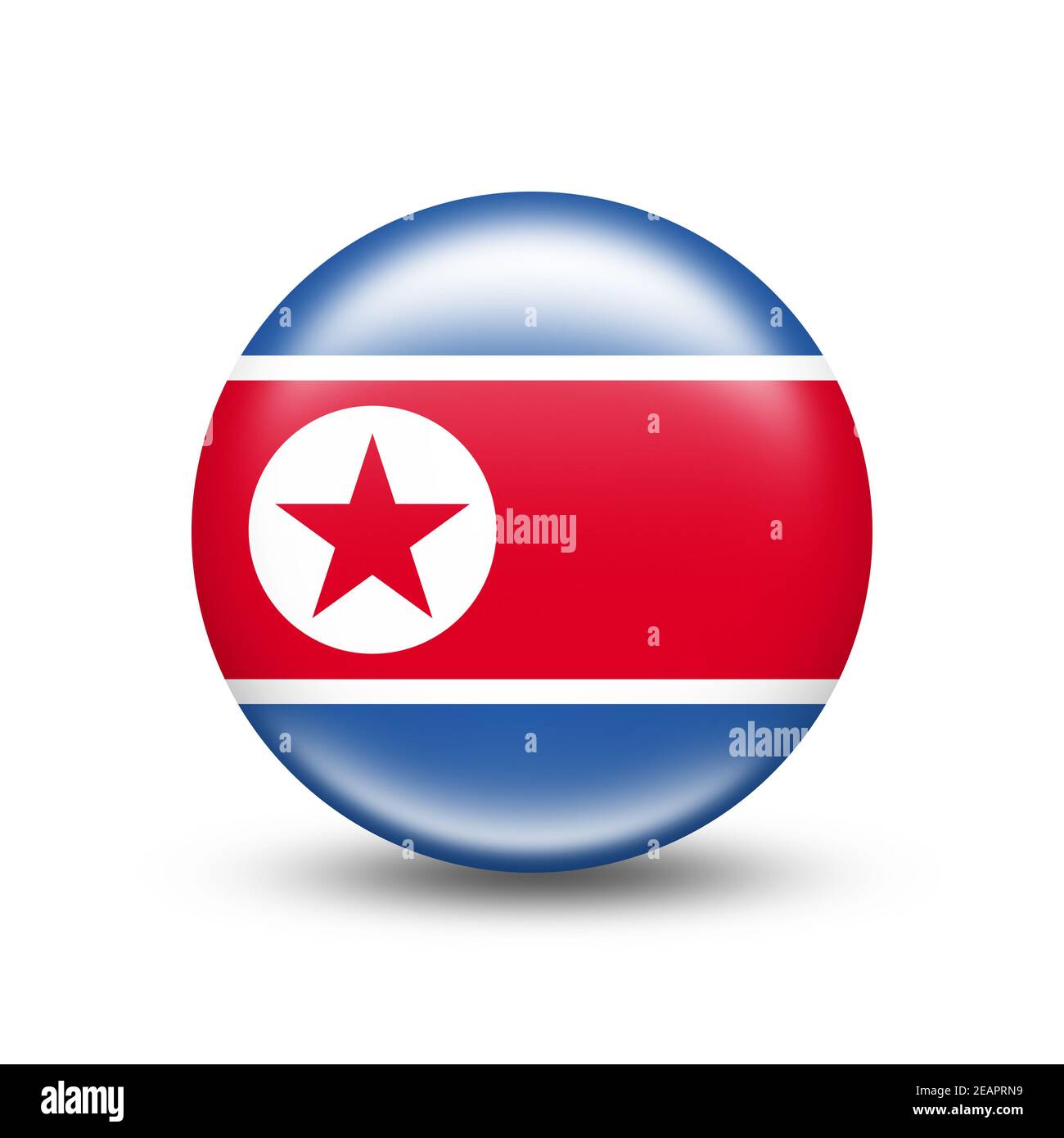 DPRK country flag in sphere with white shadow Stock Photo