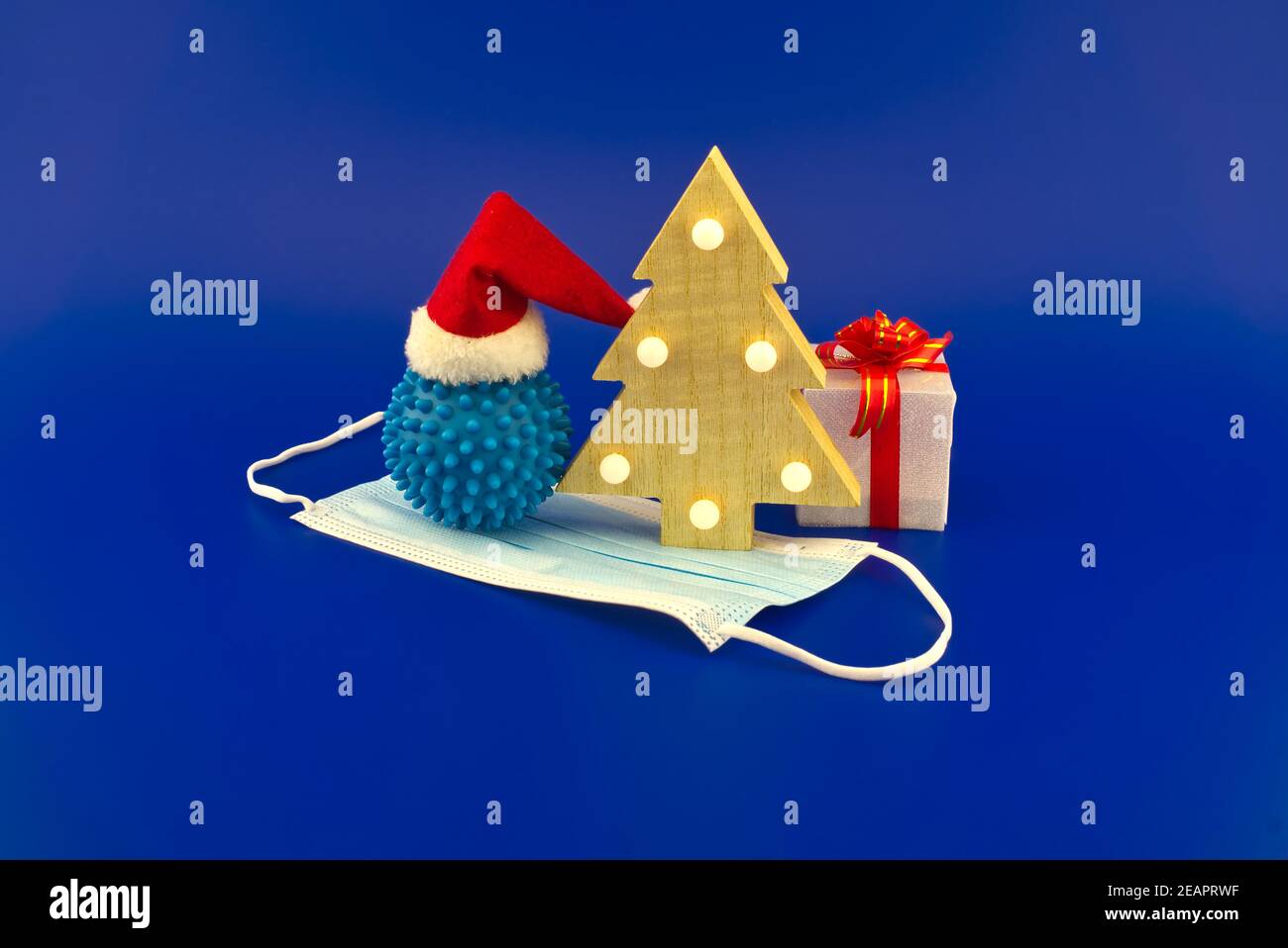 Christmas tree scene with virus molecule Stock Photo Alamy