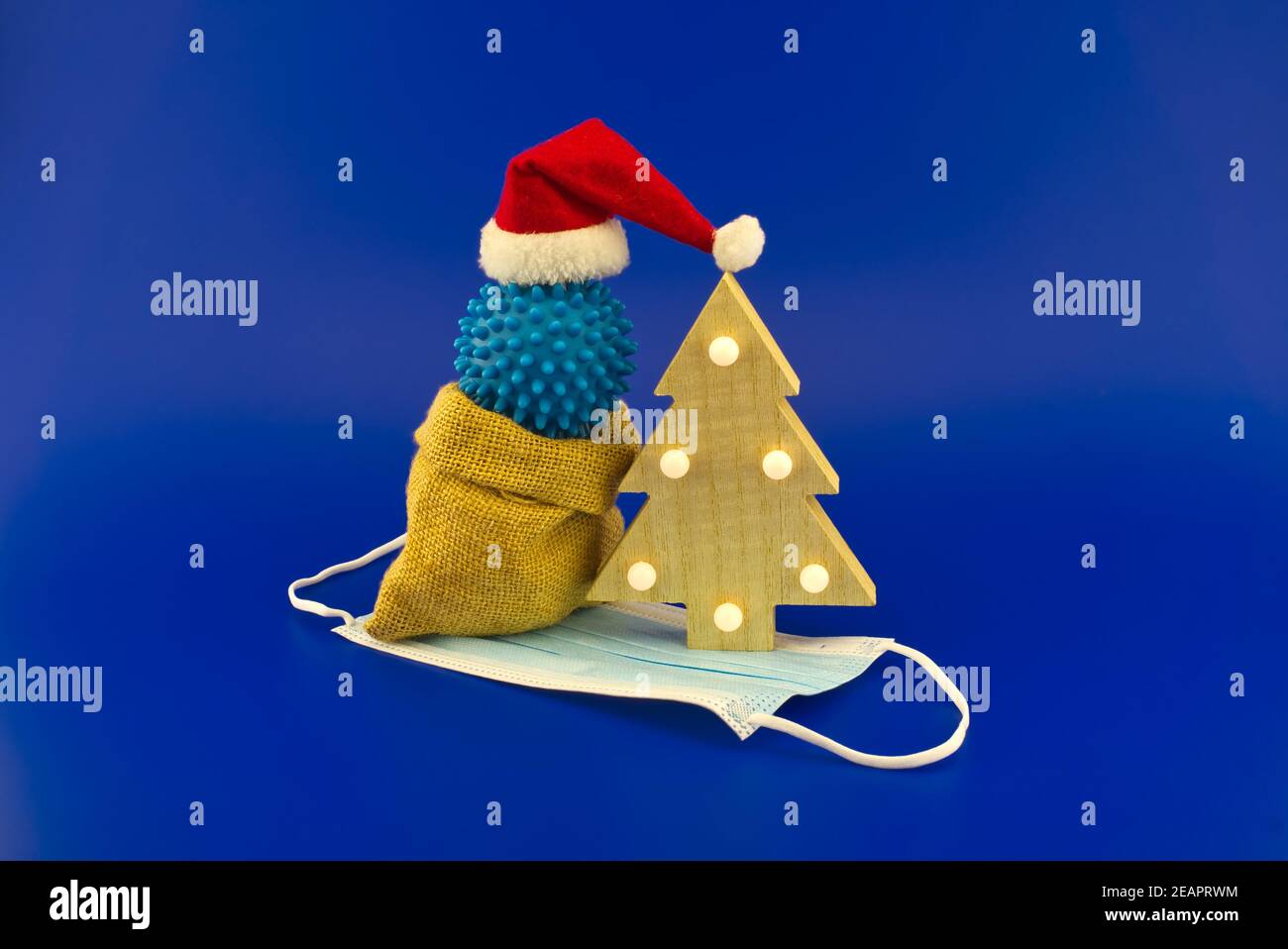 Christmas tree scene with virus molecule Stock Photo Alamy