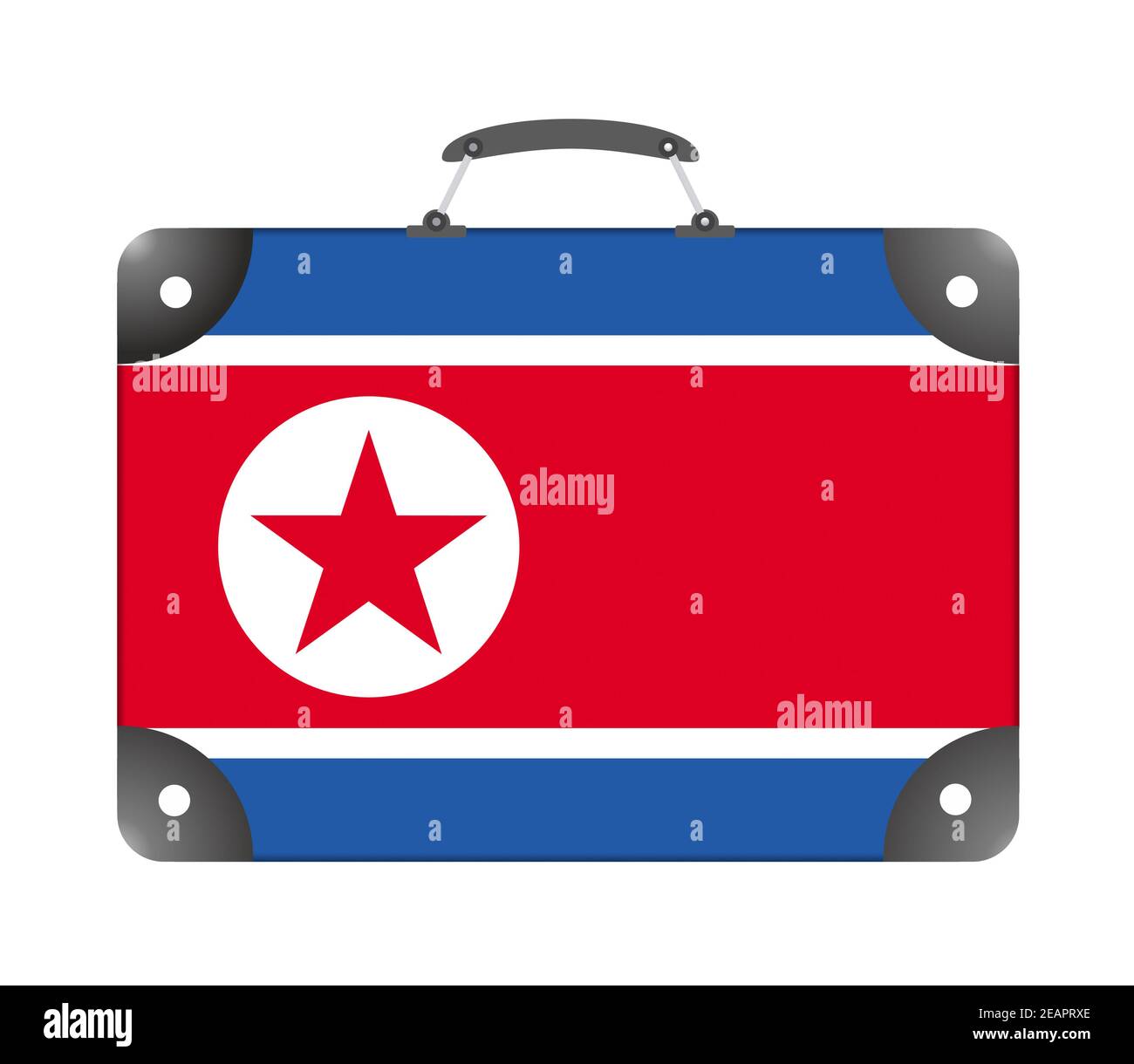 DPRK country flag in the form of a travel suitcase on a white background Stock Photo