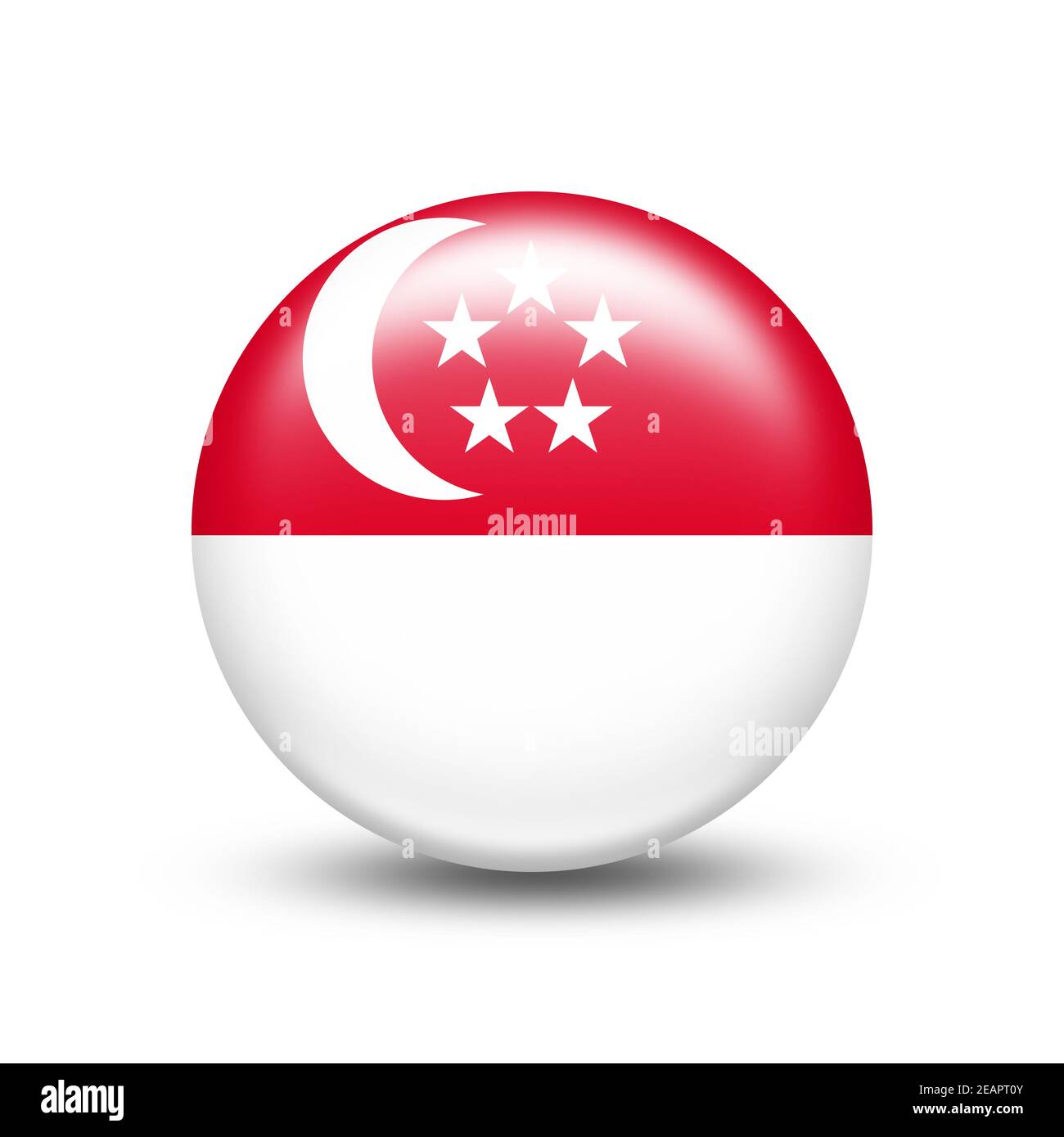Singapore country flag in sphere with white shadow Stock Photo