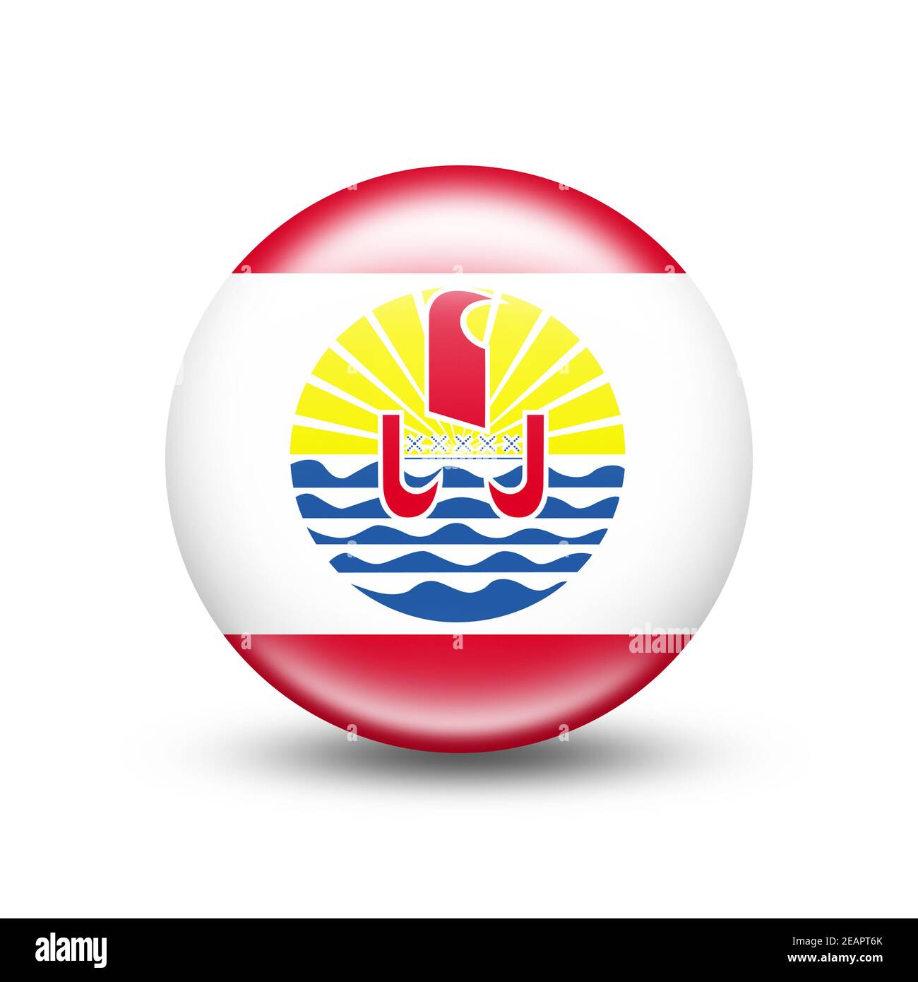 Polynesia country flag in sphere with white shadow Stock Photo